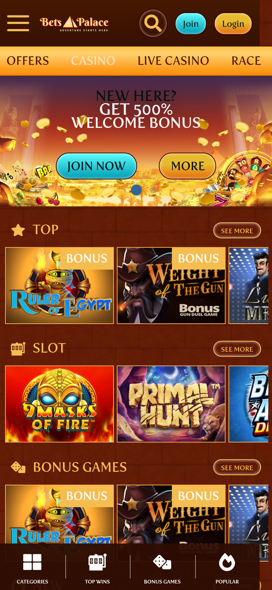 BetsPalace Casino Mobile Games Review