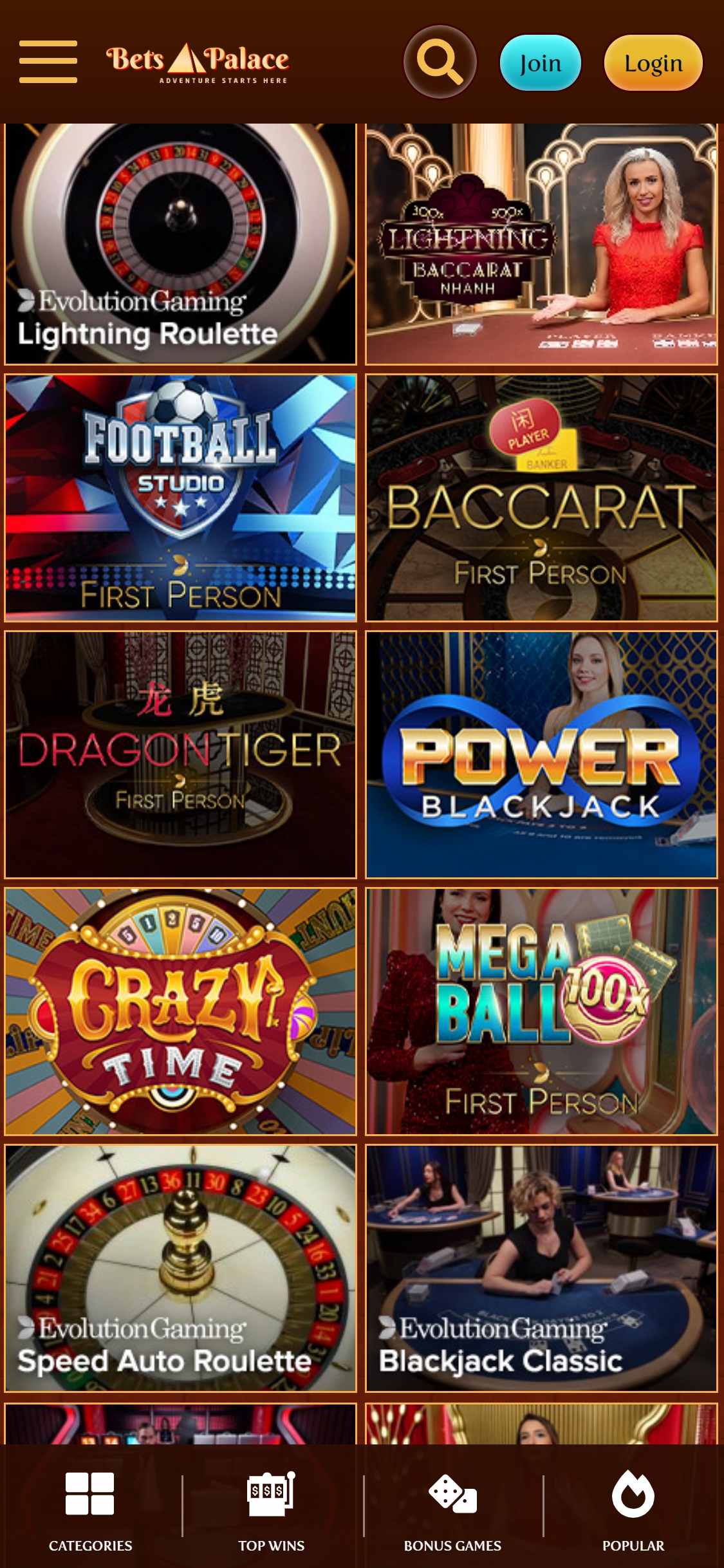 BetsPalace Casino Mobile Live Dealer Games Review