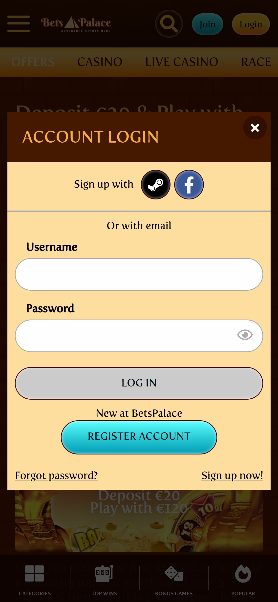 BetsPalace Casino Mobile Login Review