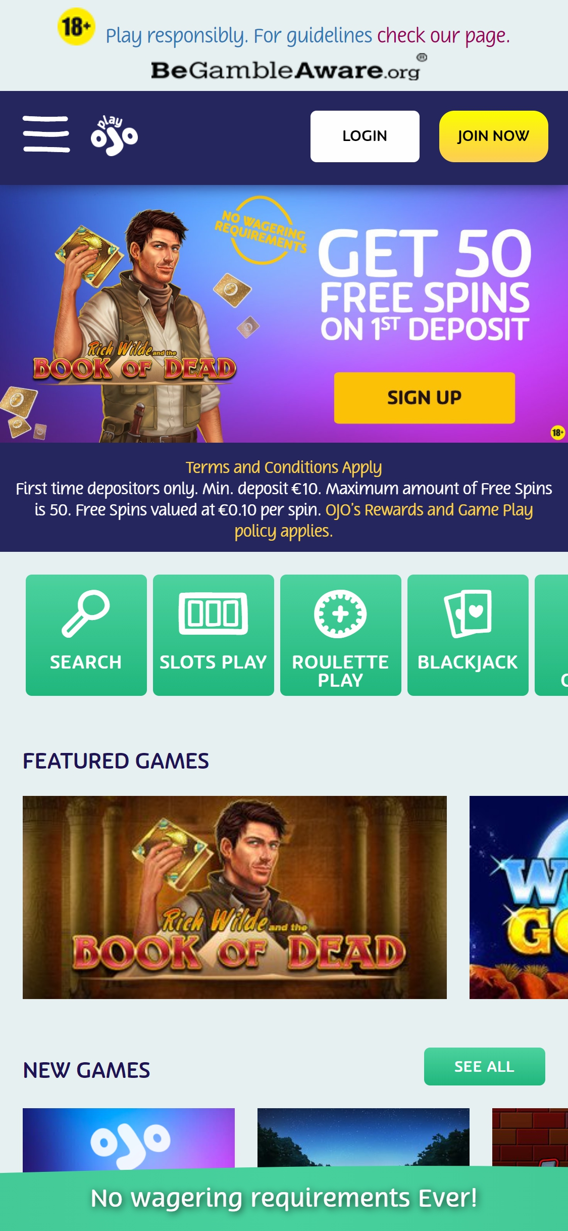 Play OJO Casino Mobile Review