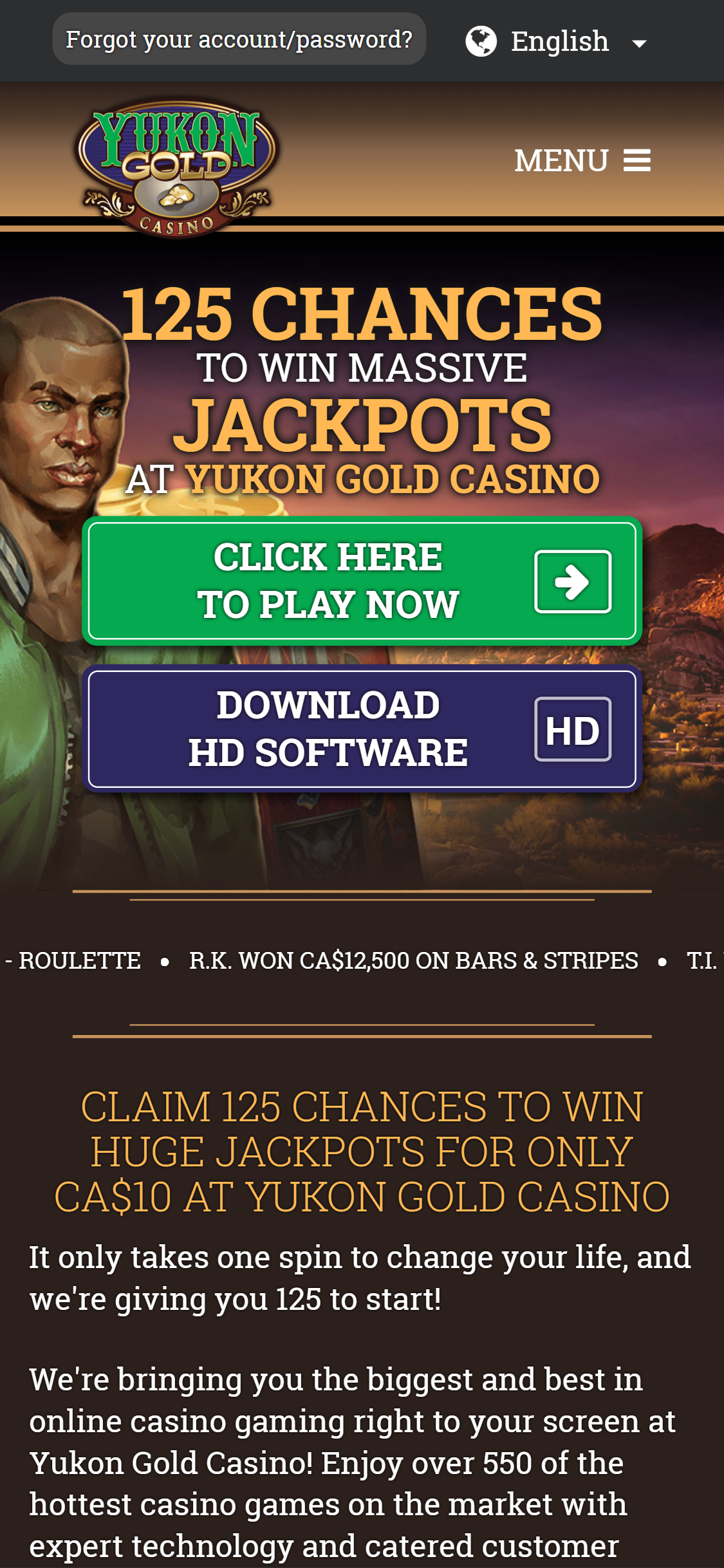 Yukon Gold Casino EU Mobile Review