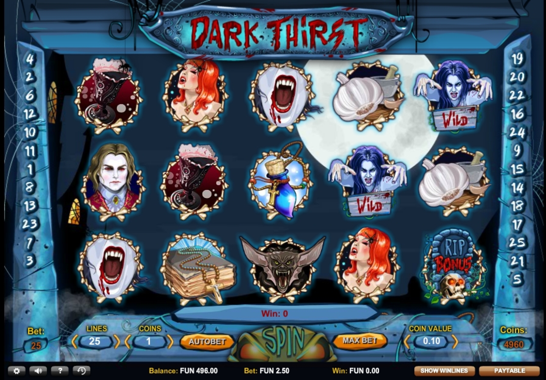Reels in Dark Thirst Slot Game by 1x2 Gaming