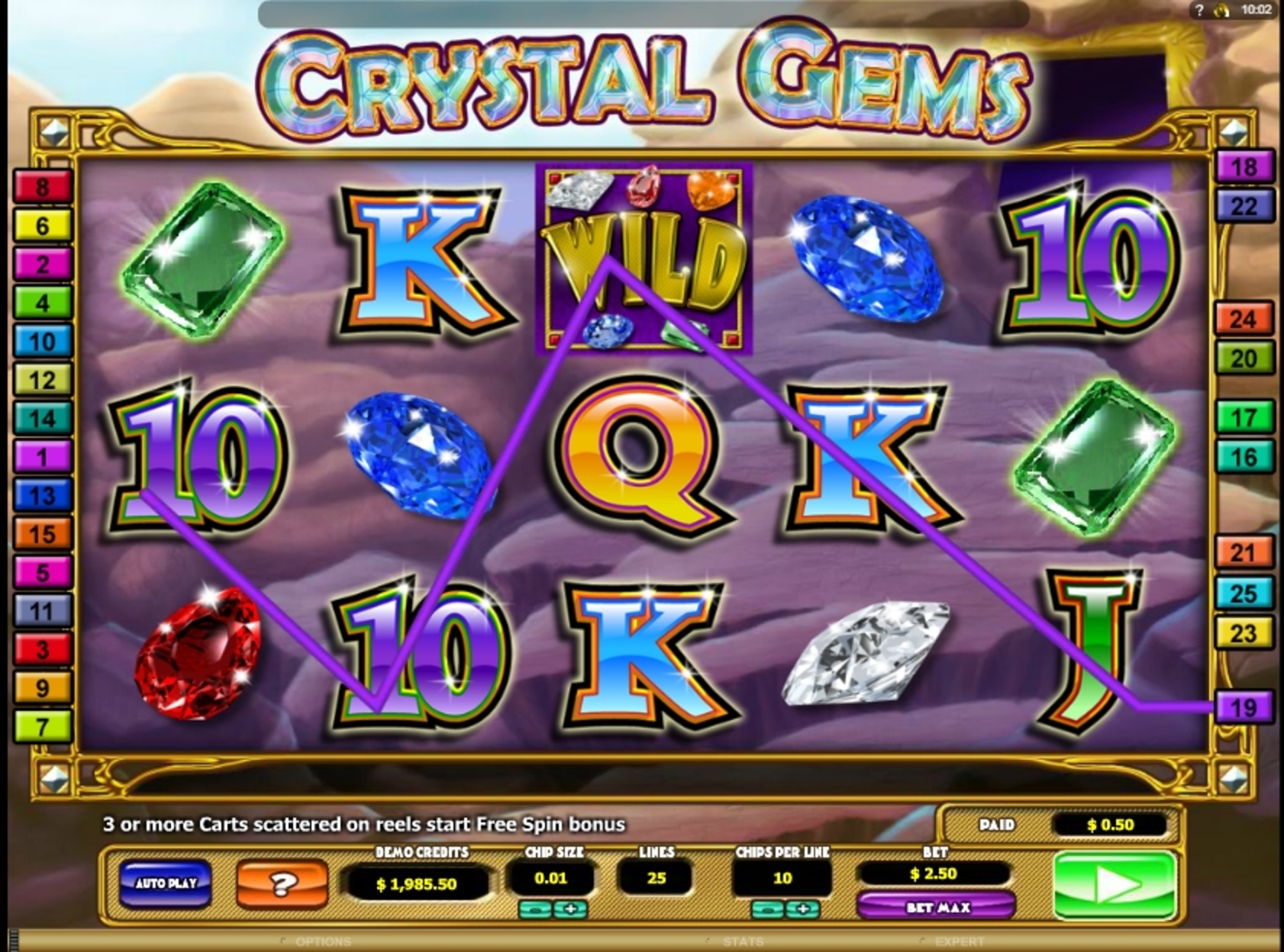 Win Money in Crystal Gems Free Slot Game by 2 By 2 Gaming