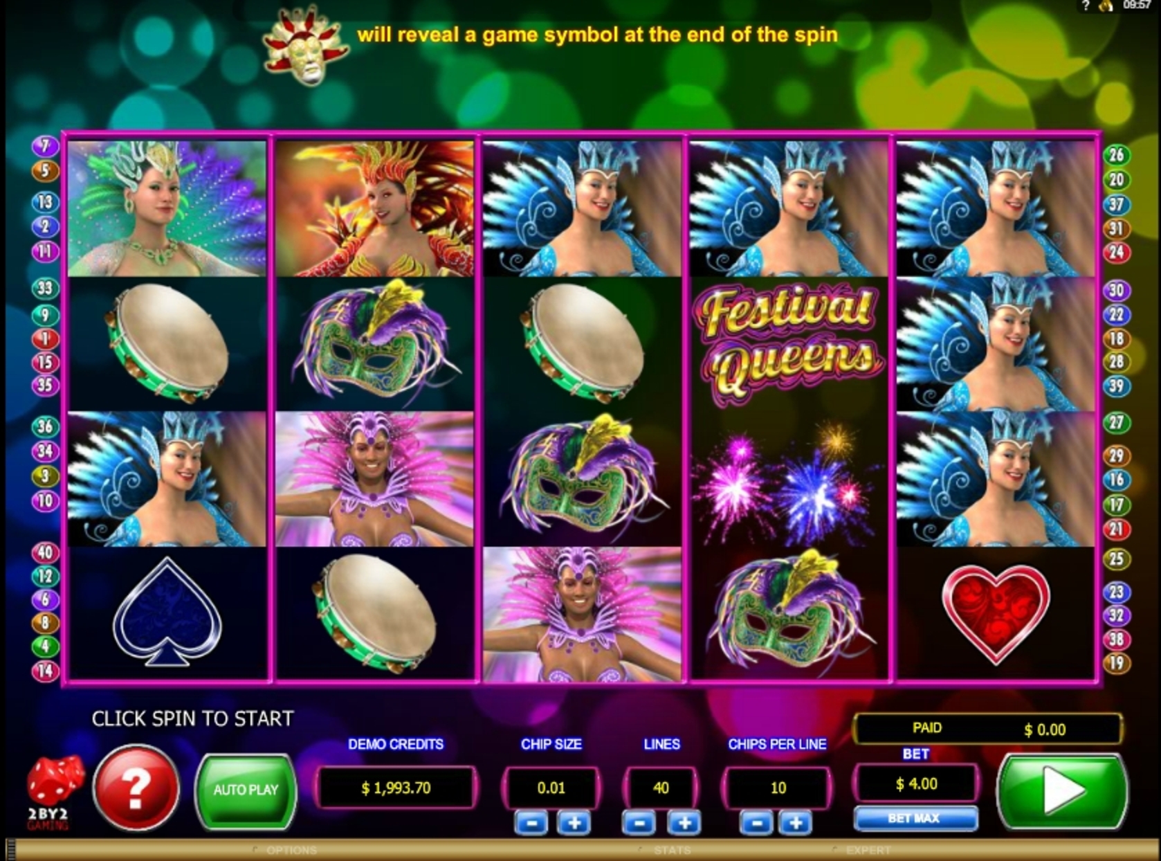 Reels in Festival Queen Slot Game by 2 By 2 Gaming