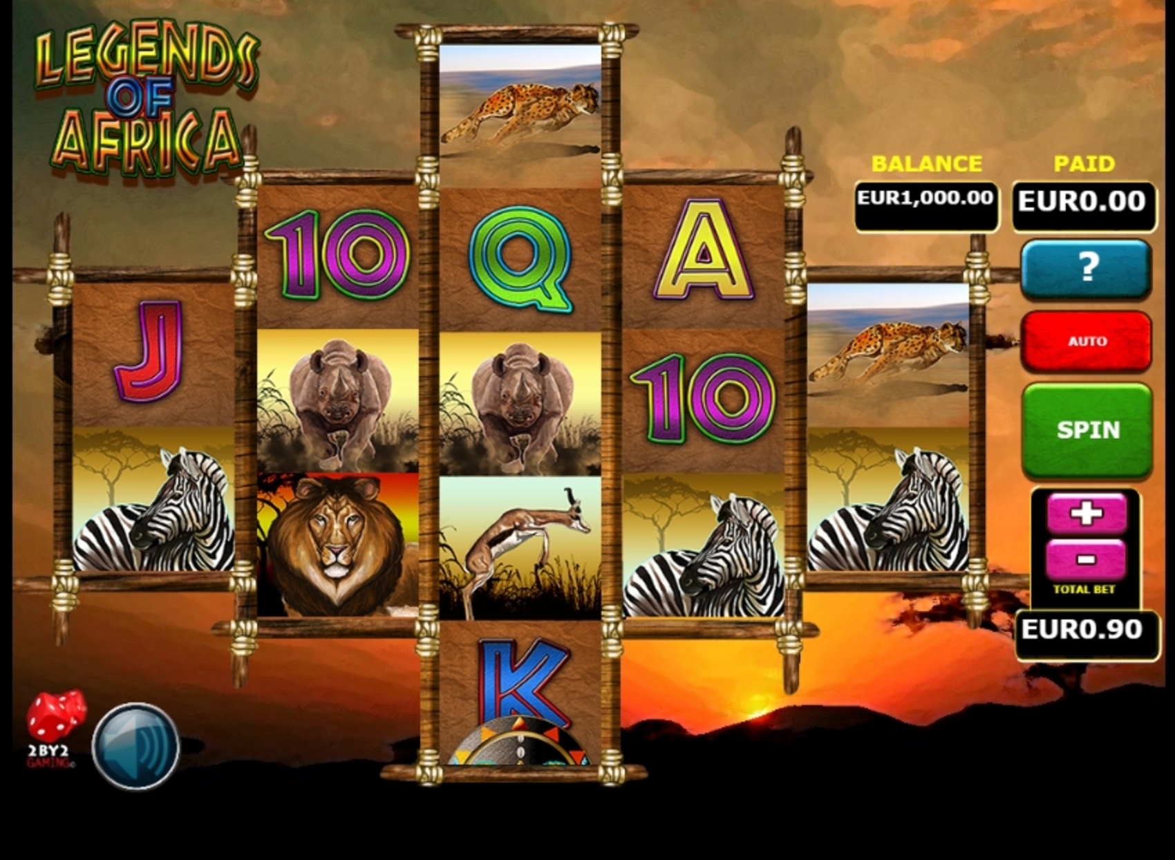 Reels in Legends of Africa Slot Game by 2 By 2 Gaming