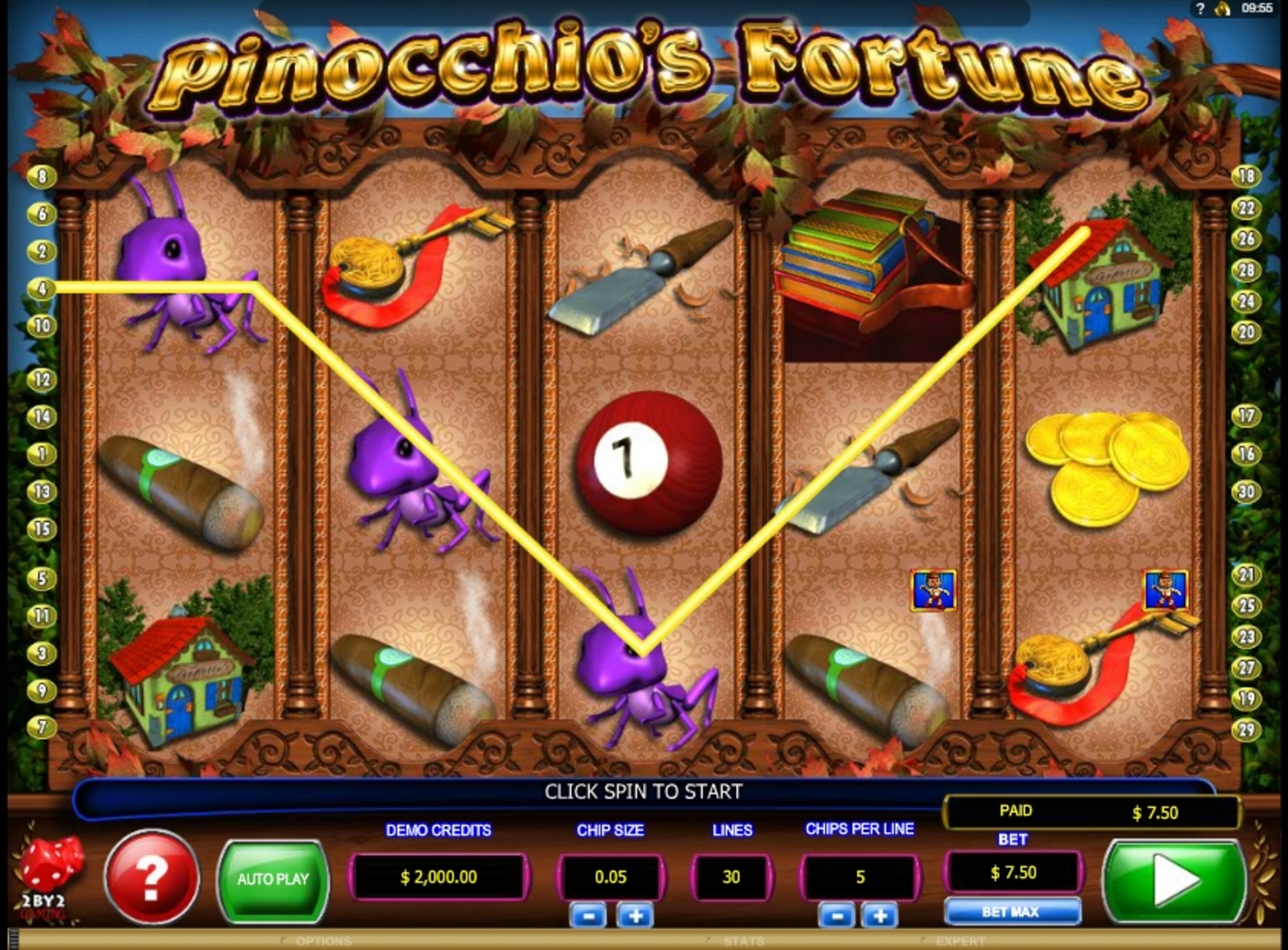 Win Money in Pinocchio's Fortune Free Slot Game by 2 By 2 Gaming