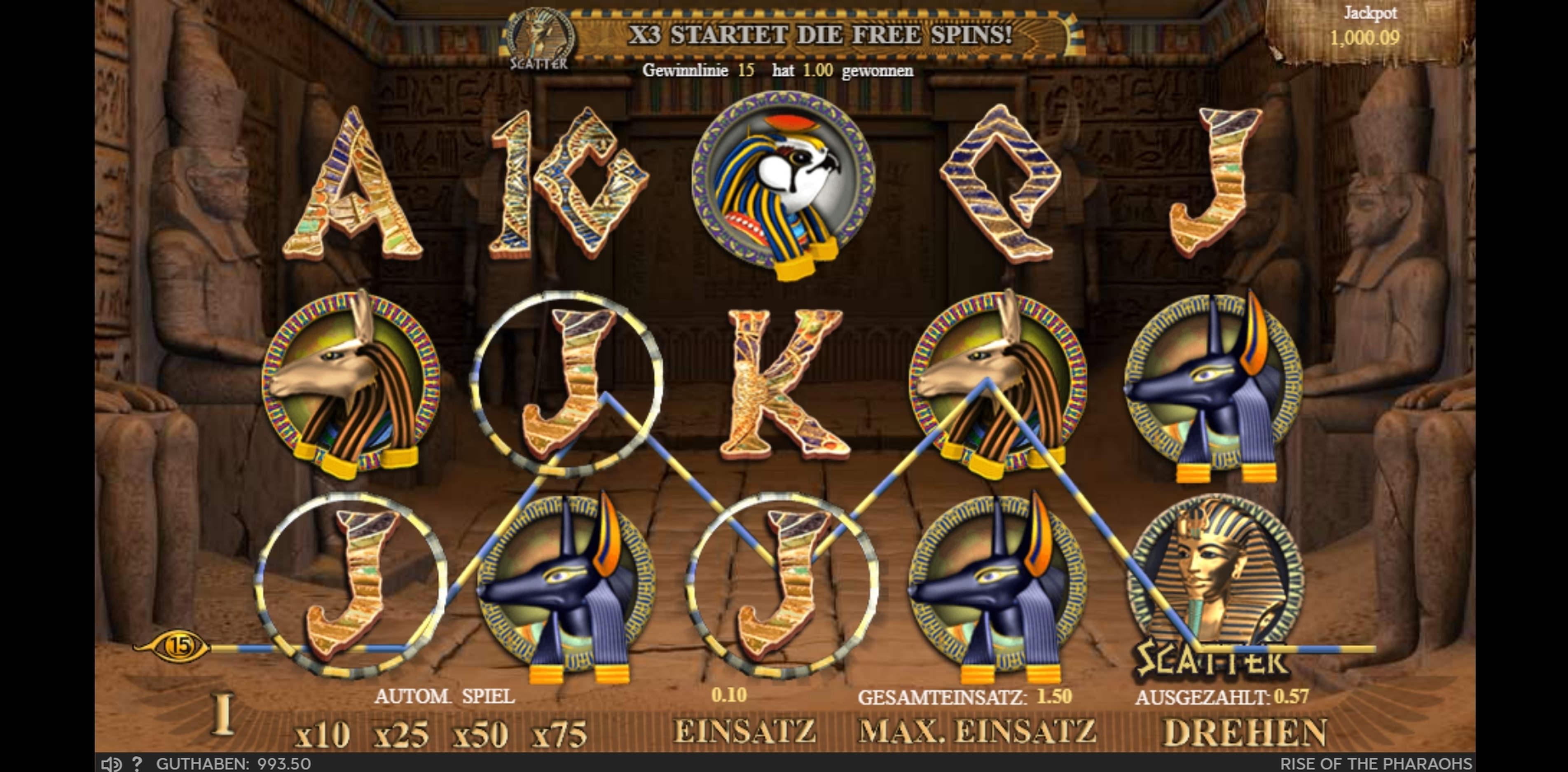 Win Money in Rise Of The Pharaohs Free Slot Game by 888 Gaming