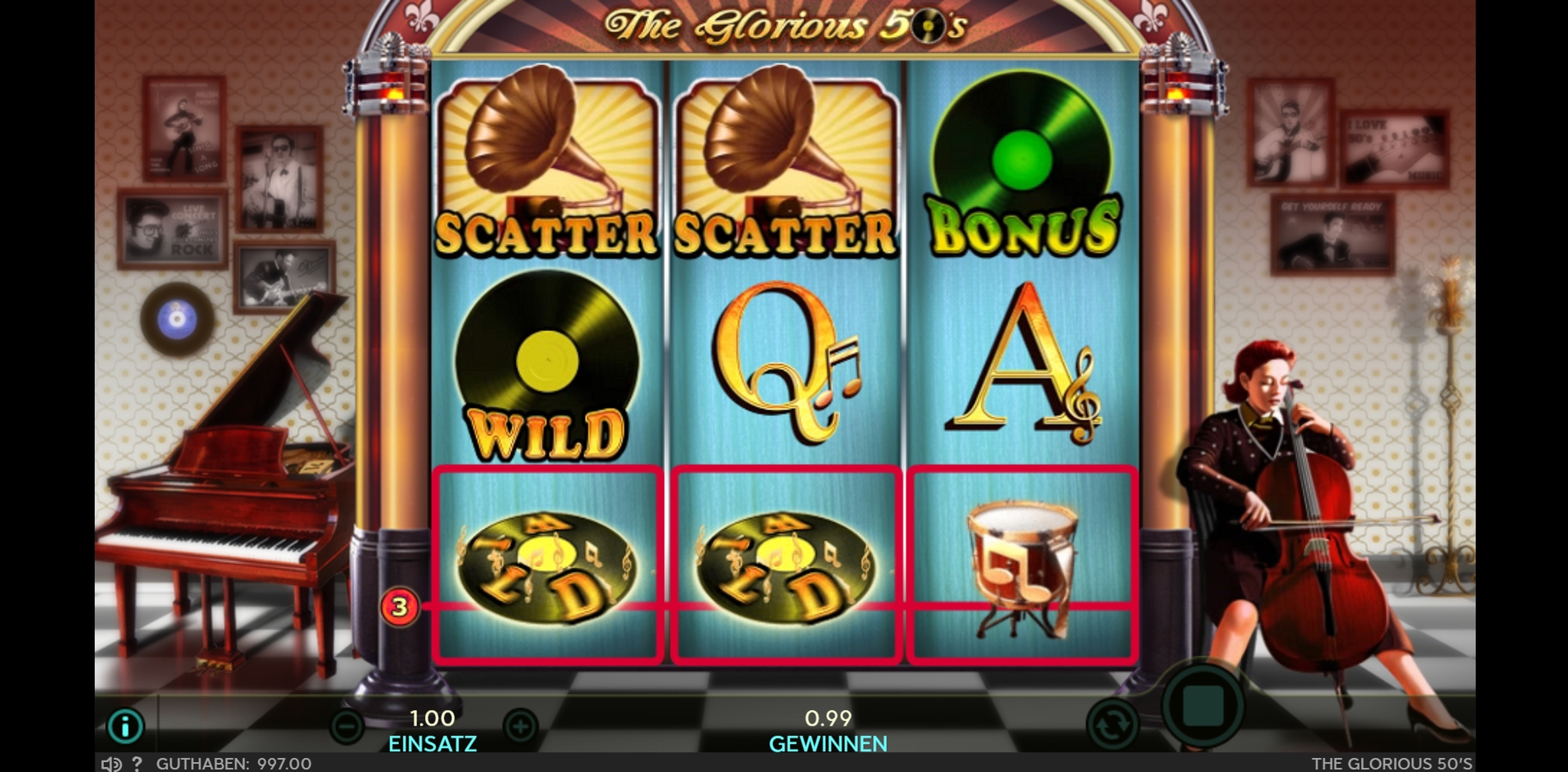 Win Money in The Glorious 50s Free Slot Game by 888 Gaming