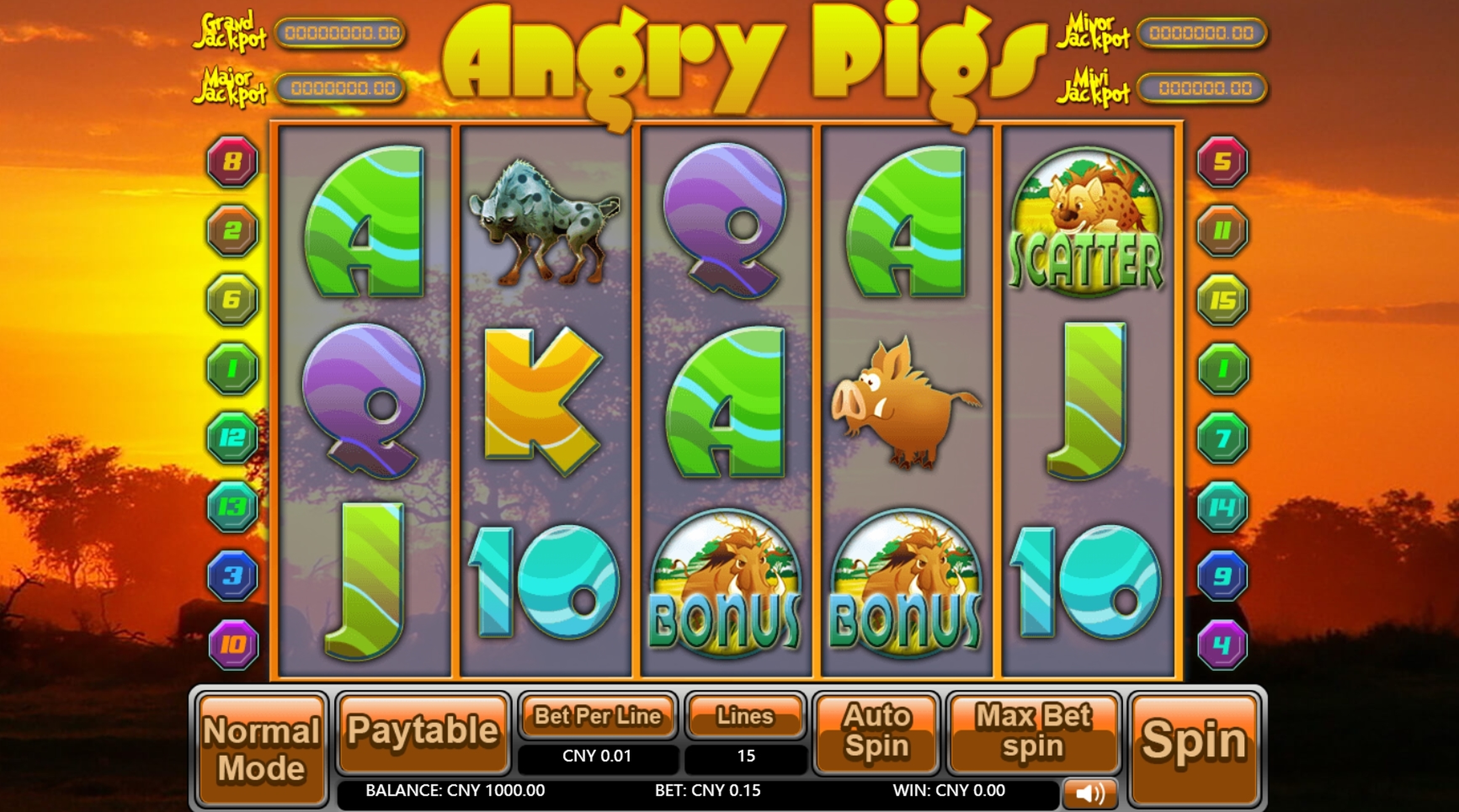 Reels in Angry Pigs Slot Game by Aiwin Games