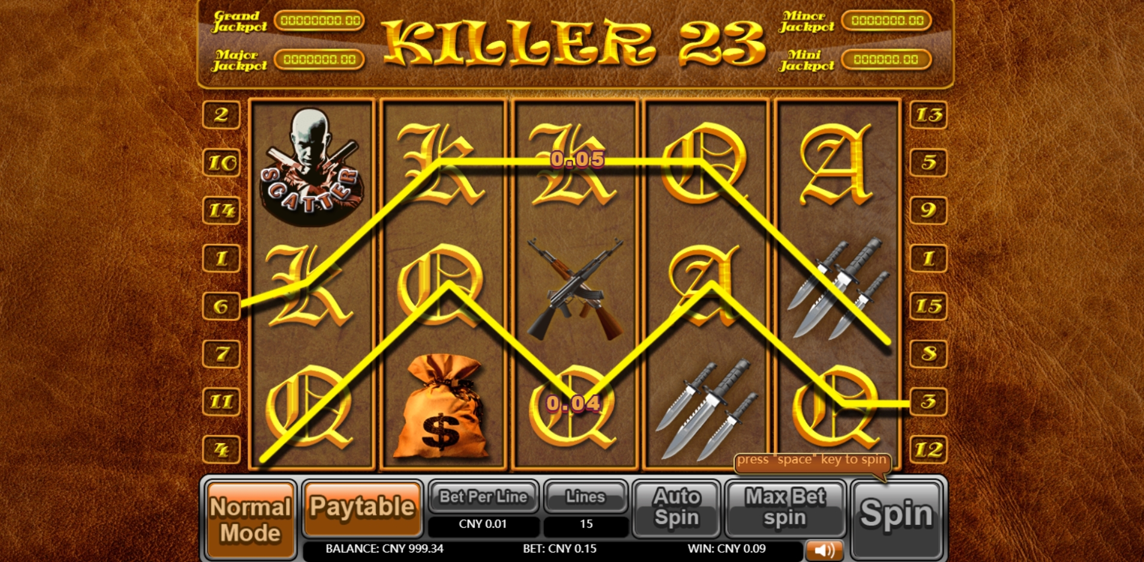 Win Money in Killer 23 Free Slot Game by Aiwin Games