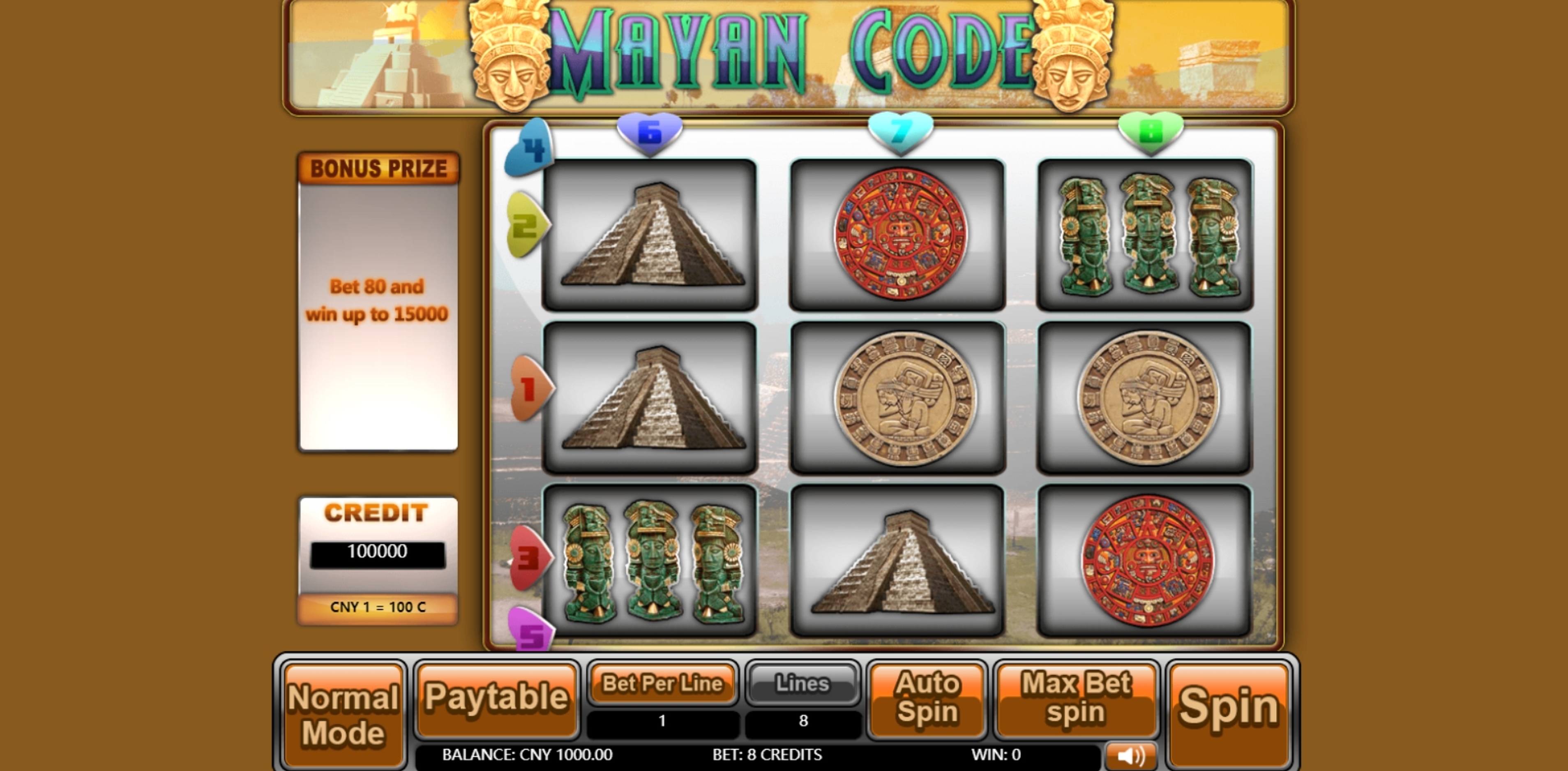 Reels in Mayan Code Slot Game by Aiwin Games