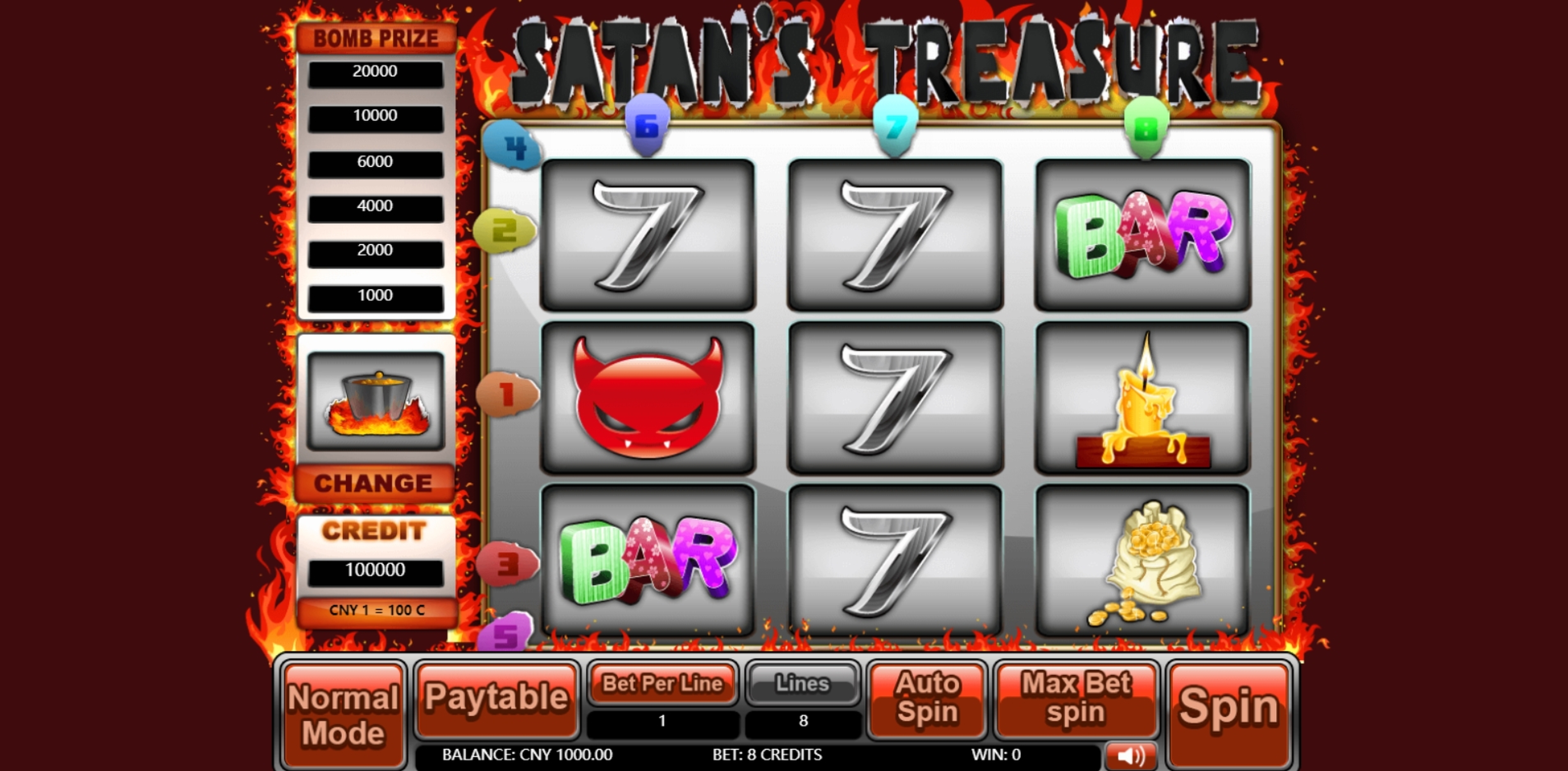 Win Money in Satan's Treasure Free Slot Game by Aiwin Games
