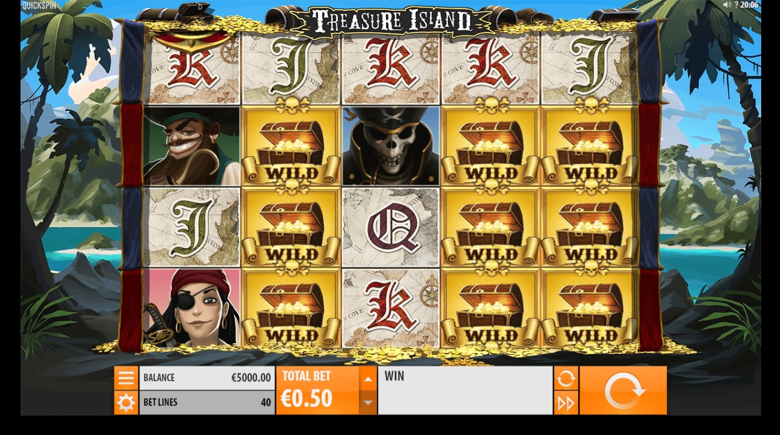 Reels in Treasure Island Slot Game by CQ9Gaming