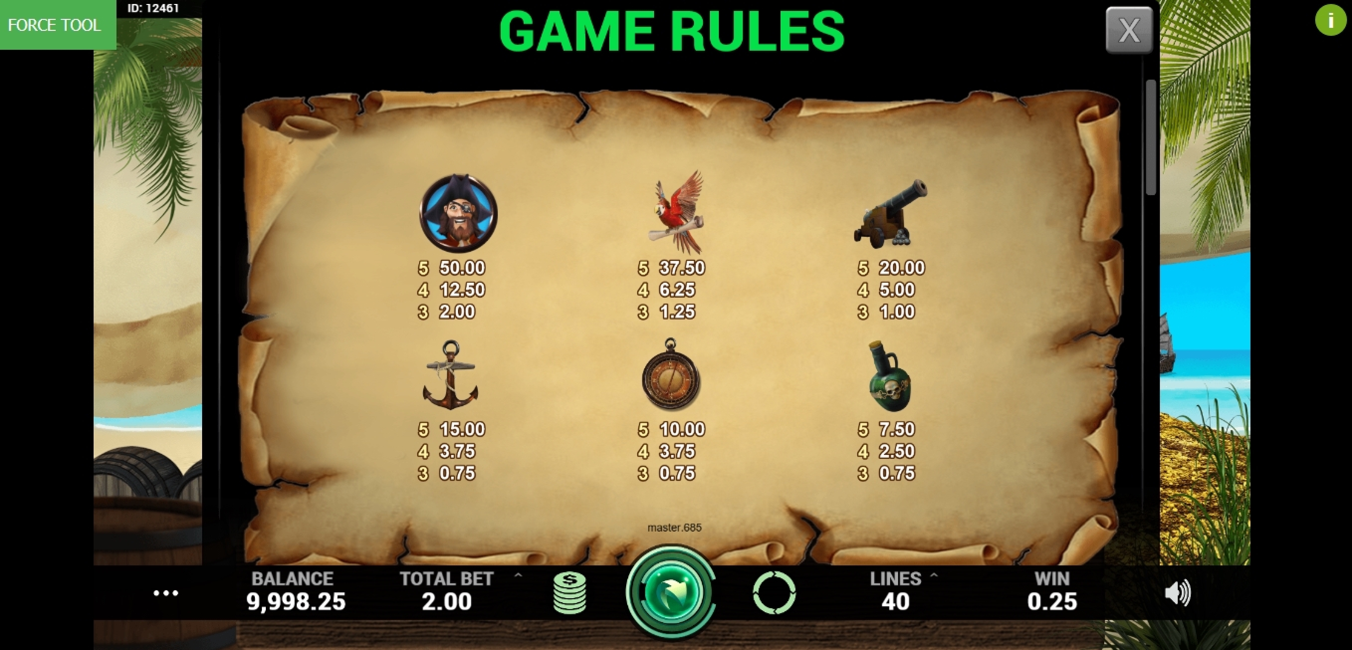 Info of Pirates of Fortune Slot Game by Caleta Gaming