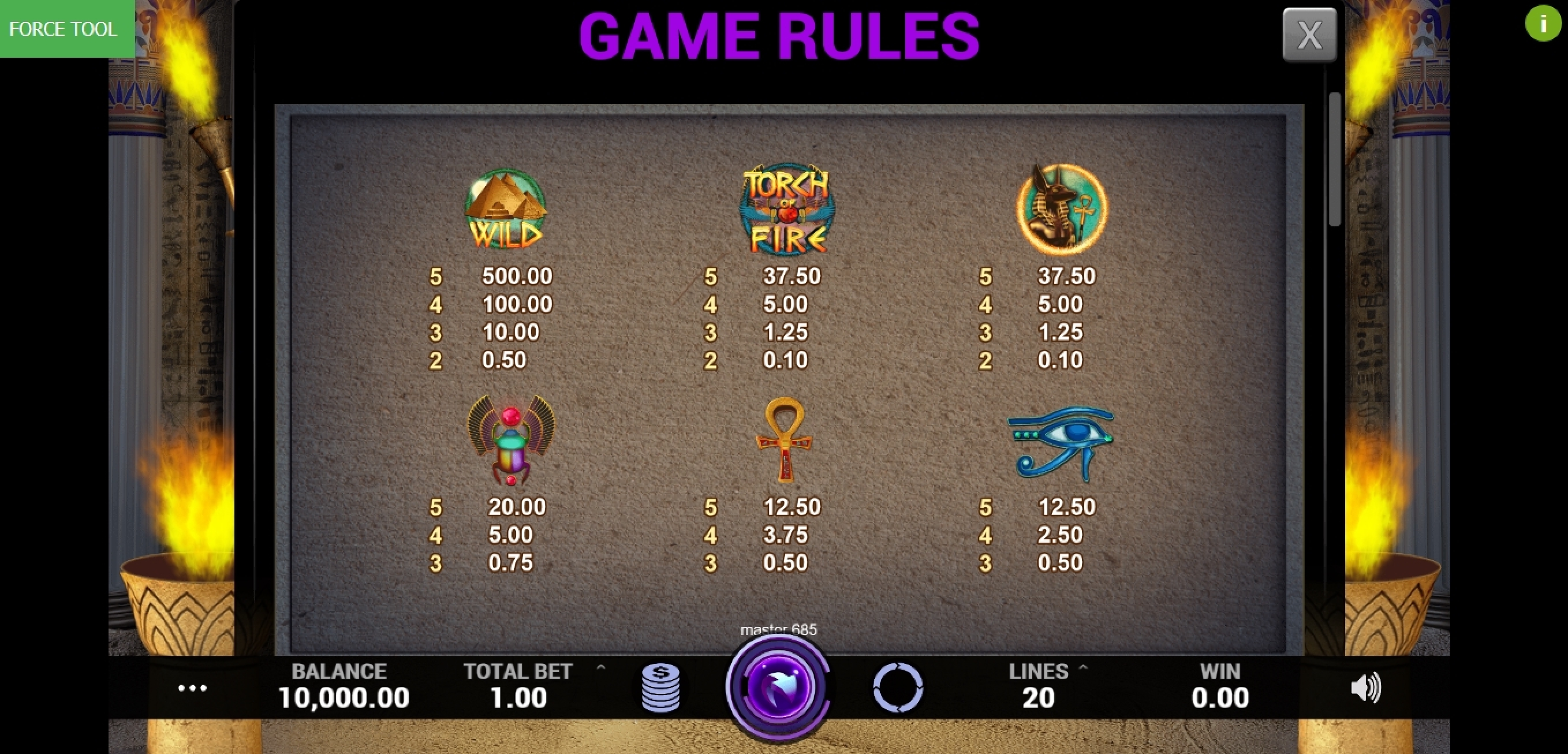 Info of Torch of Fire Slot Game by Caleta Gaming