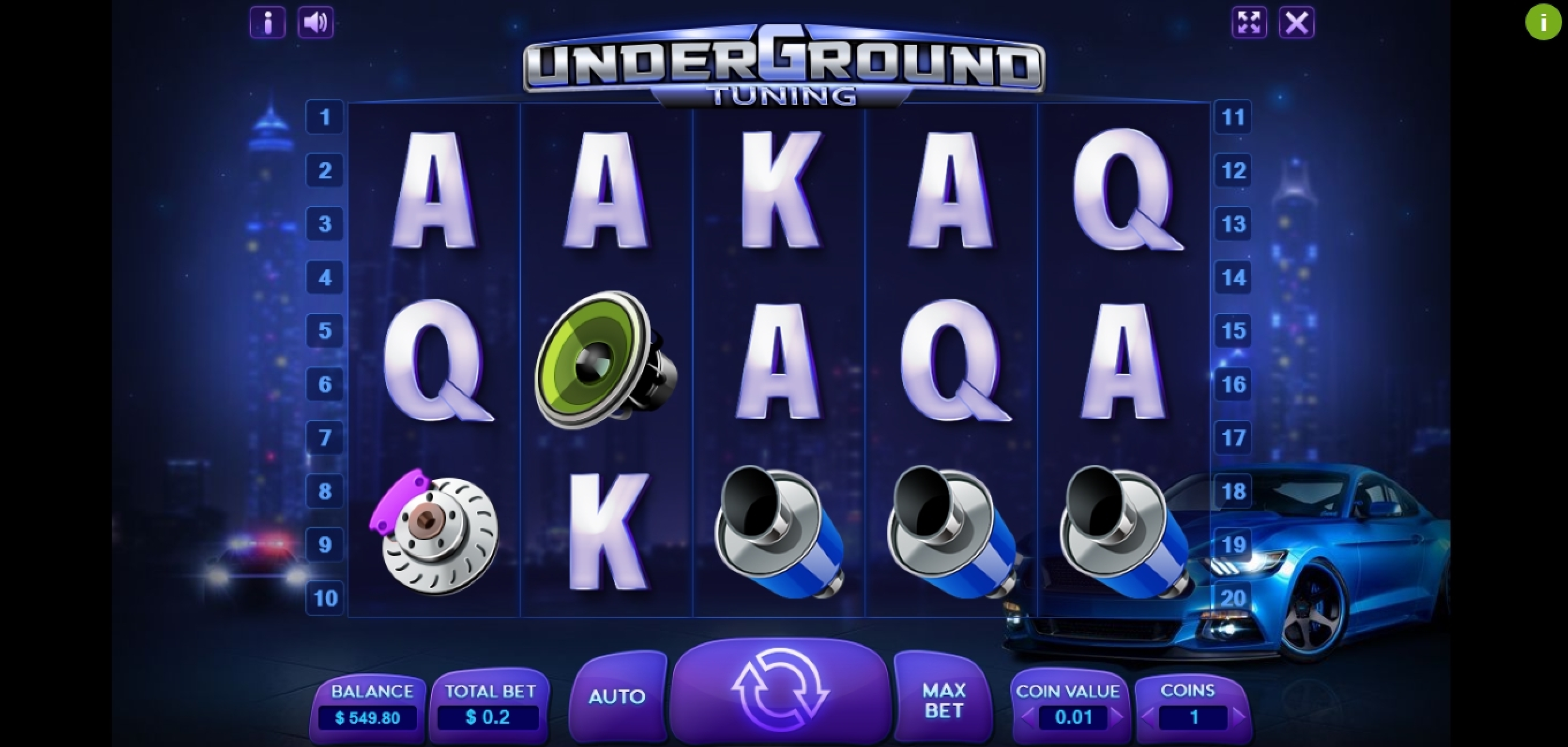 Reels in Underground Tuning Slot Game by Charismatic