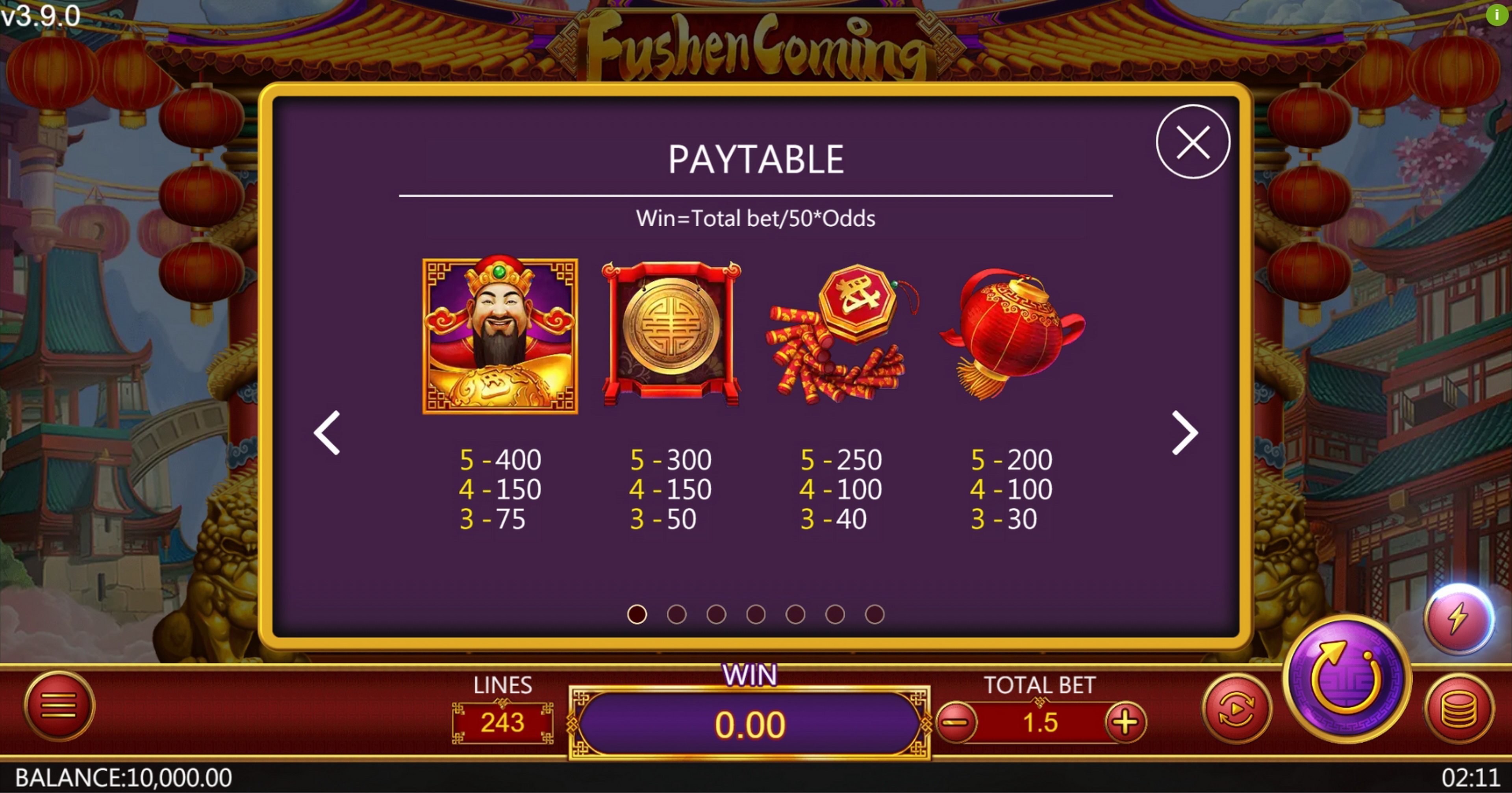Info of Fushen Coming Slot Game by Dragoon Soft