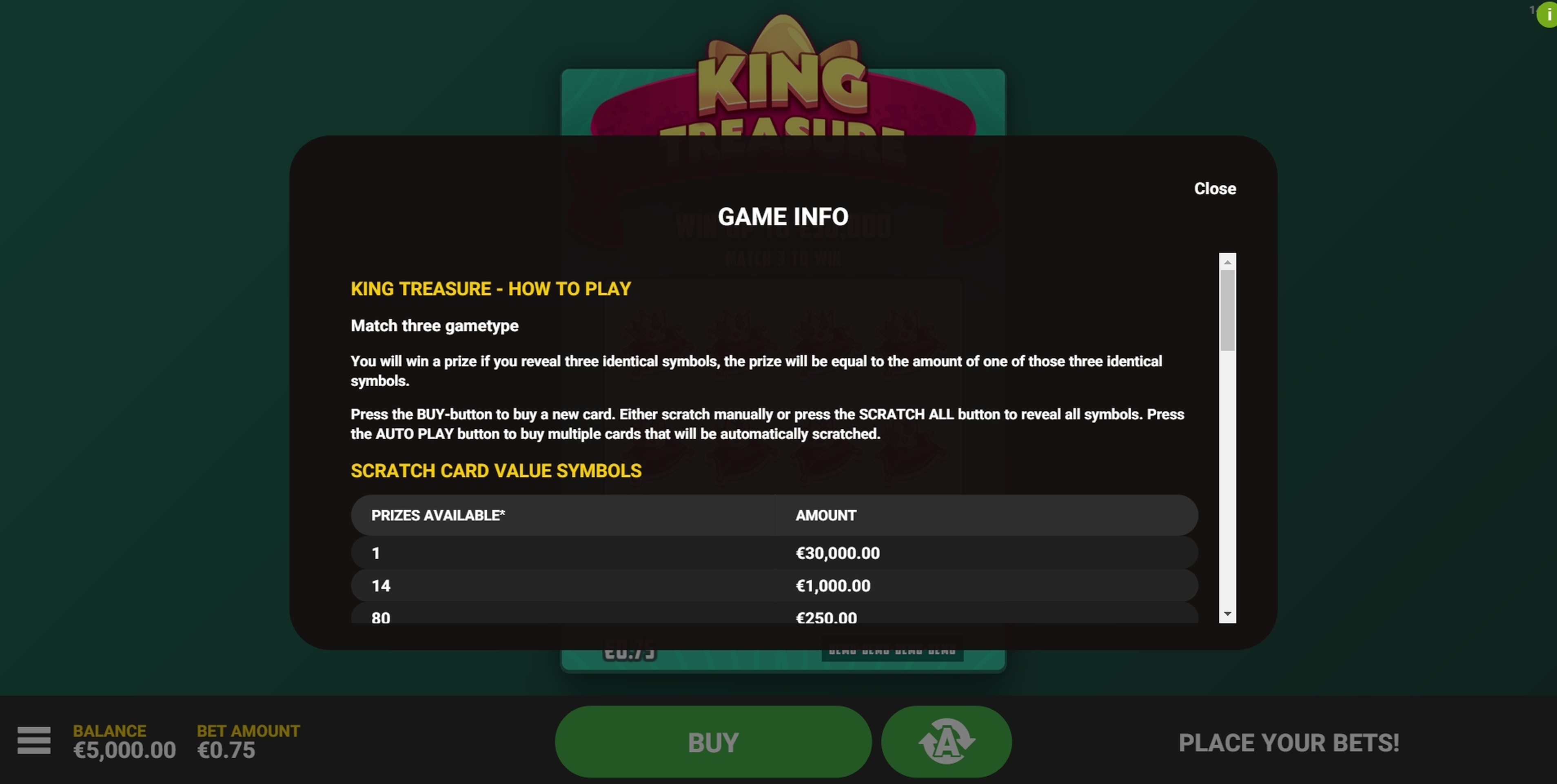 Info of King Treasure Slot Game by Hacksaw Gaming