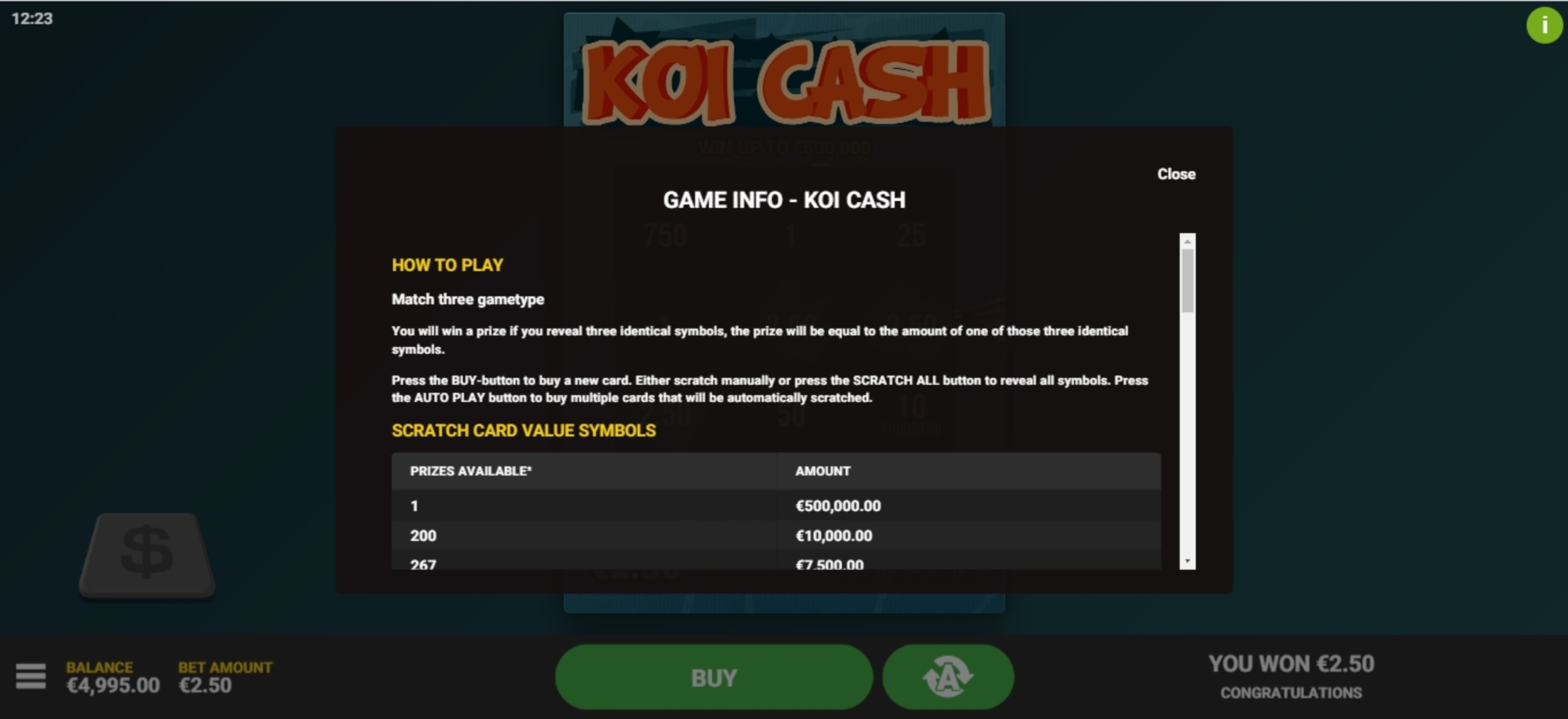 Info of Koi Cash Slot Game by Hacksaw Gaming