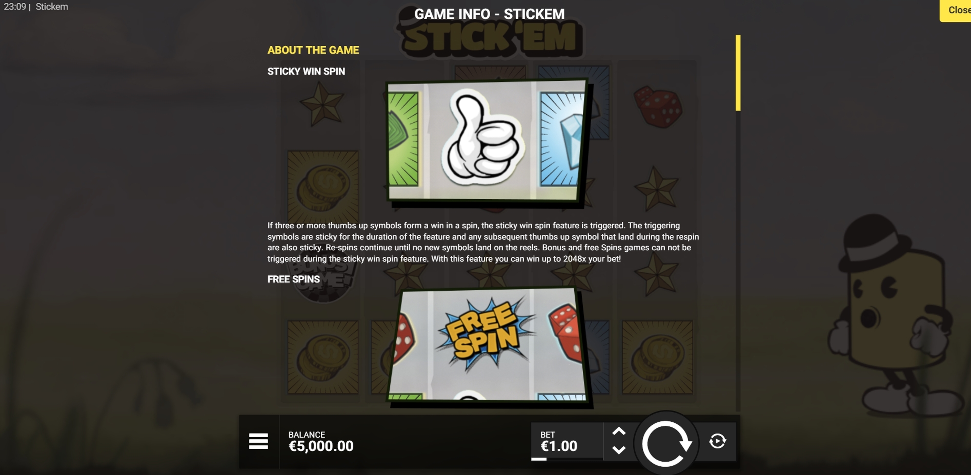 Info of Stick 'Em Slot Game by Hacksaw Gaming