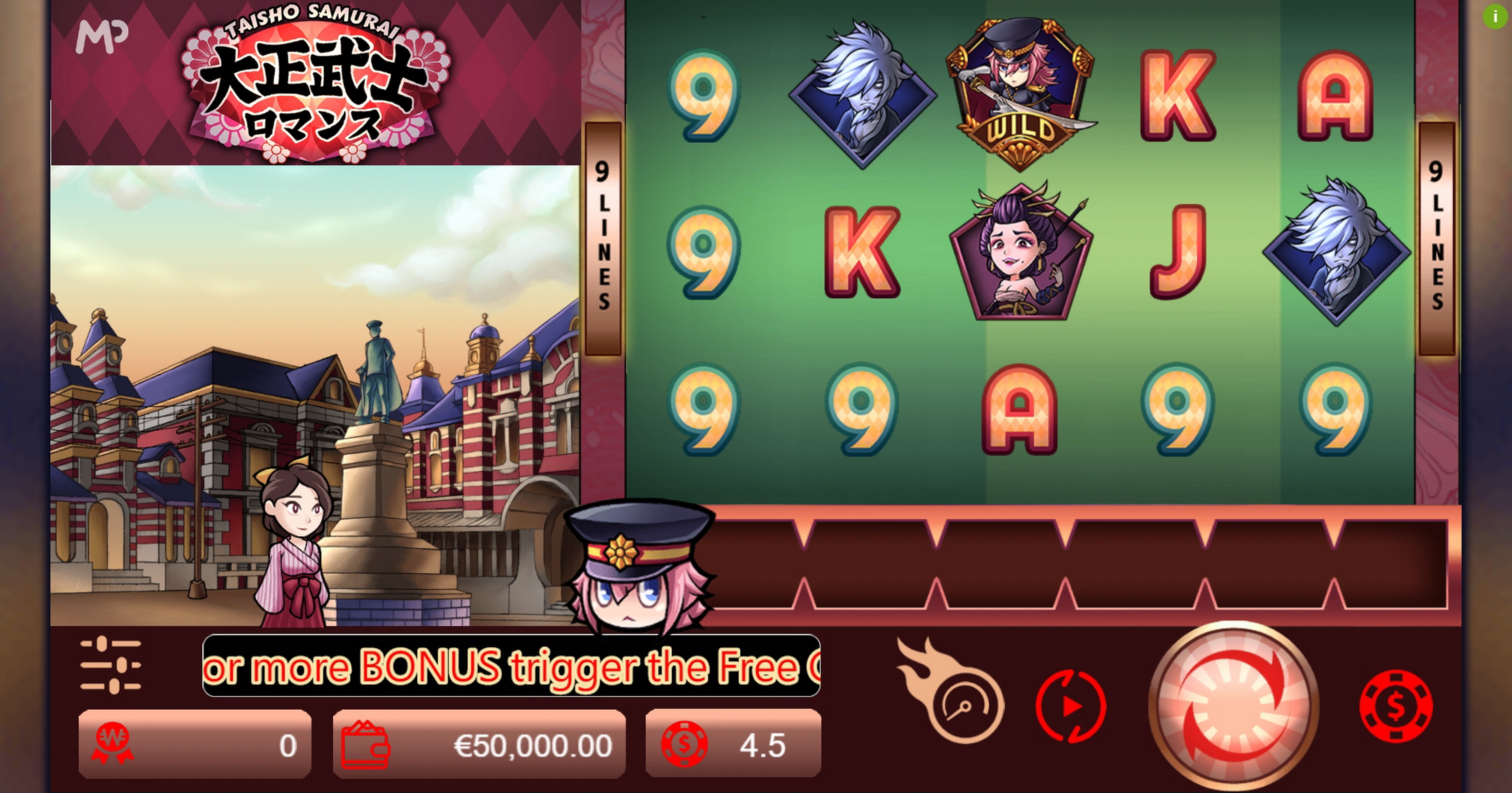 Reels in Taisho Samurai Slot Game by Manna Play
