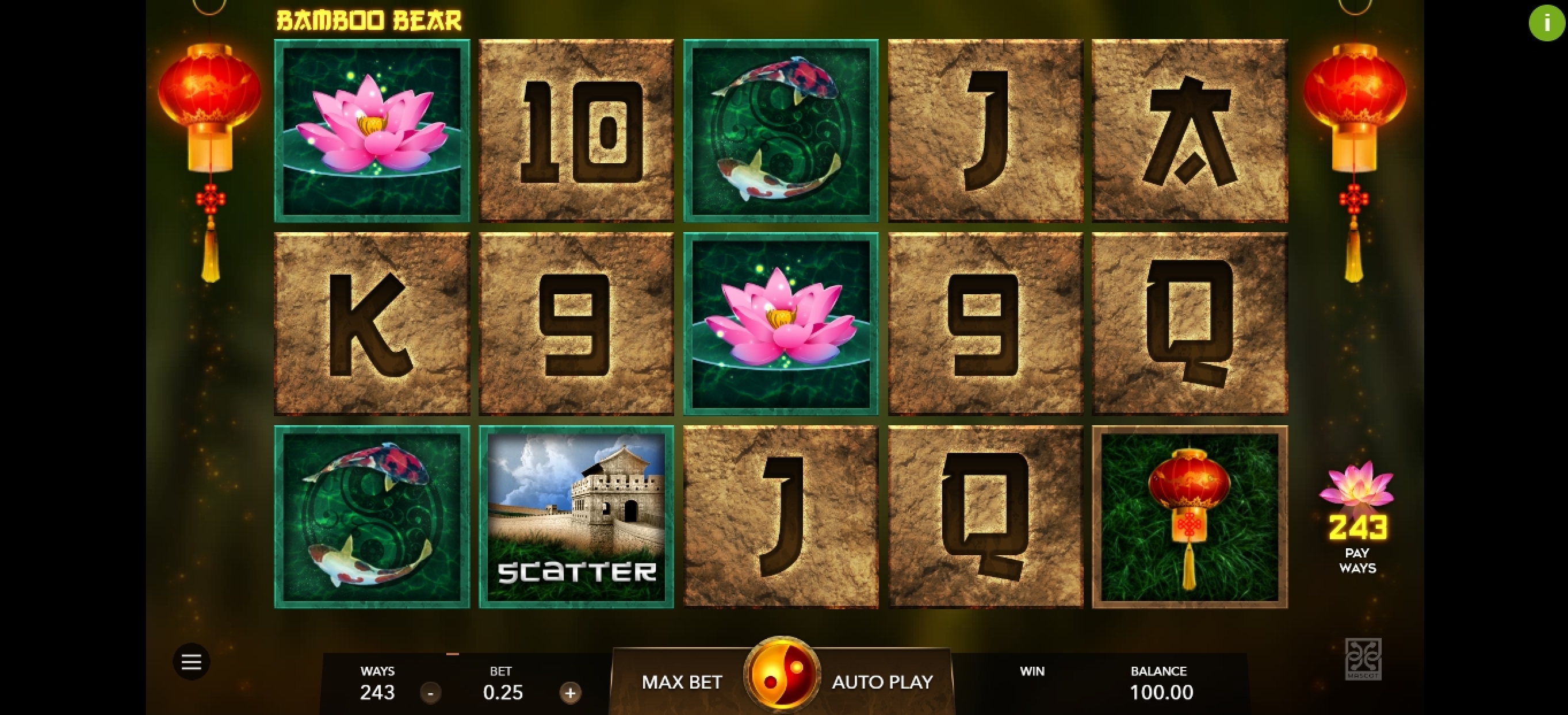 Reels in Bamboo Bear Slot Game by Mascot Gaming