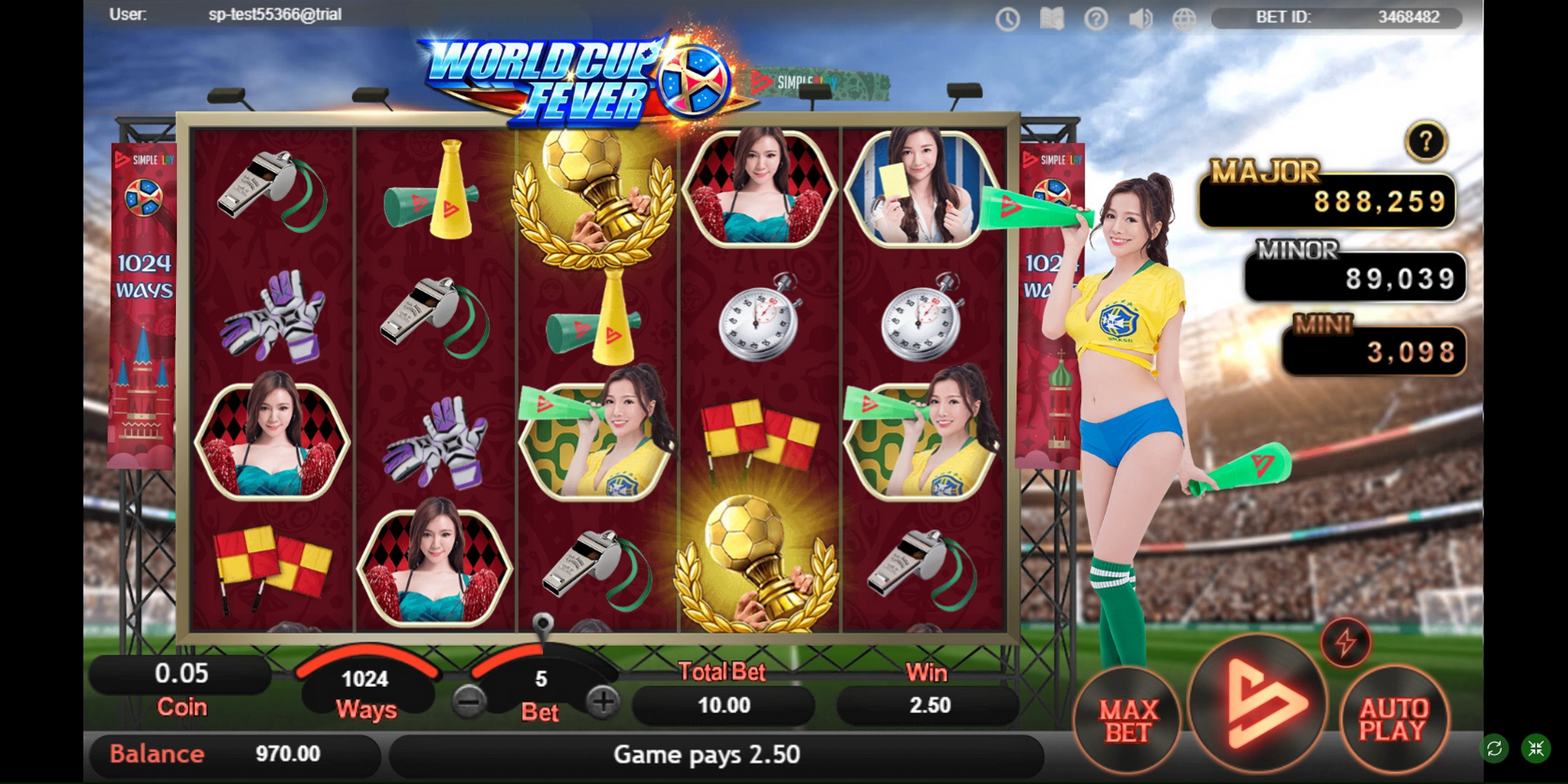 Win Money in World Cup Fever Free Slot Game by SimplePlay