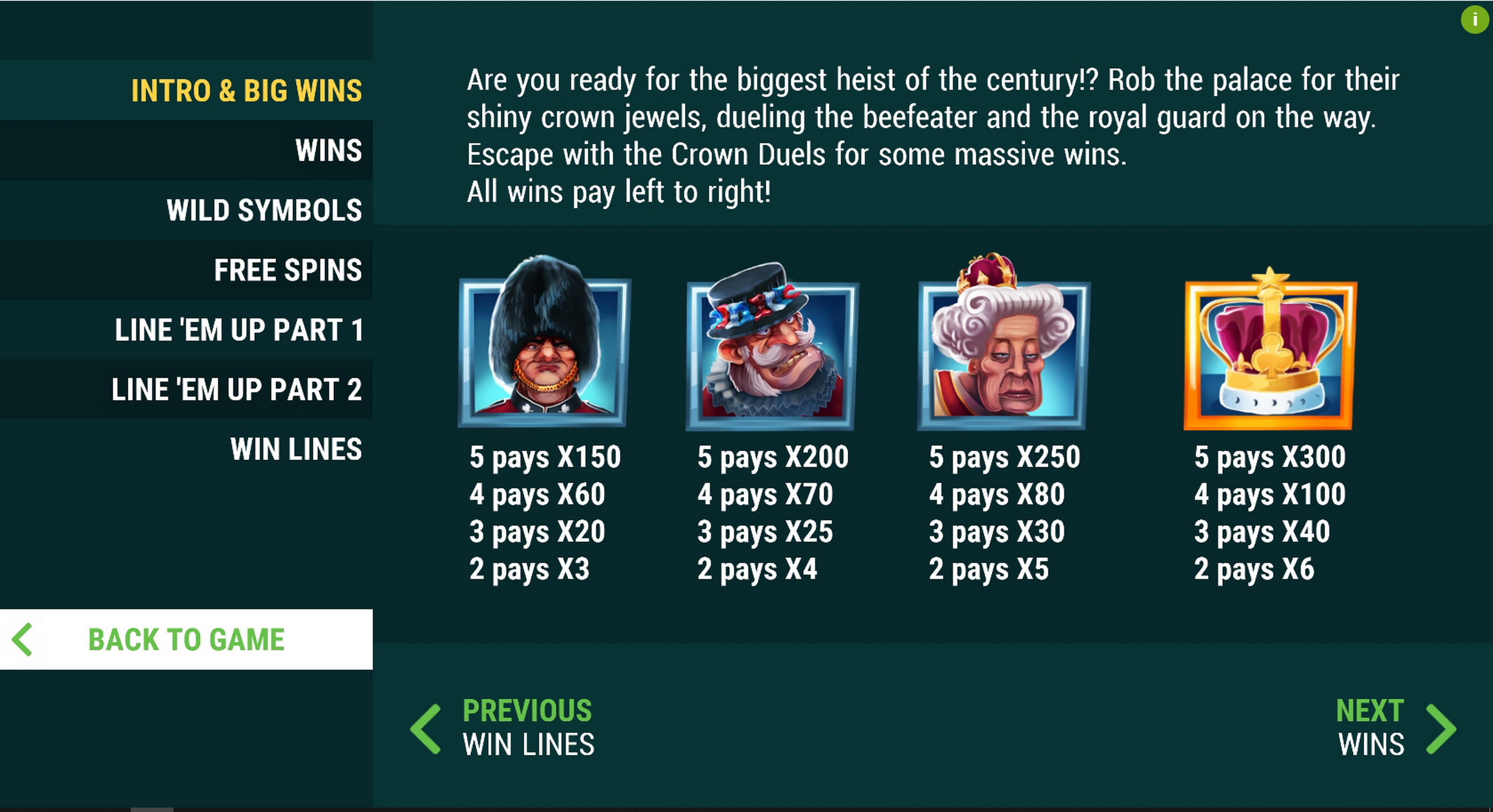 Info of Crown Duels Slot Game by Slot Factory