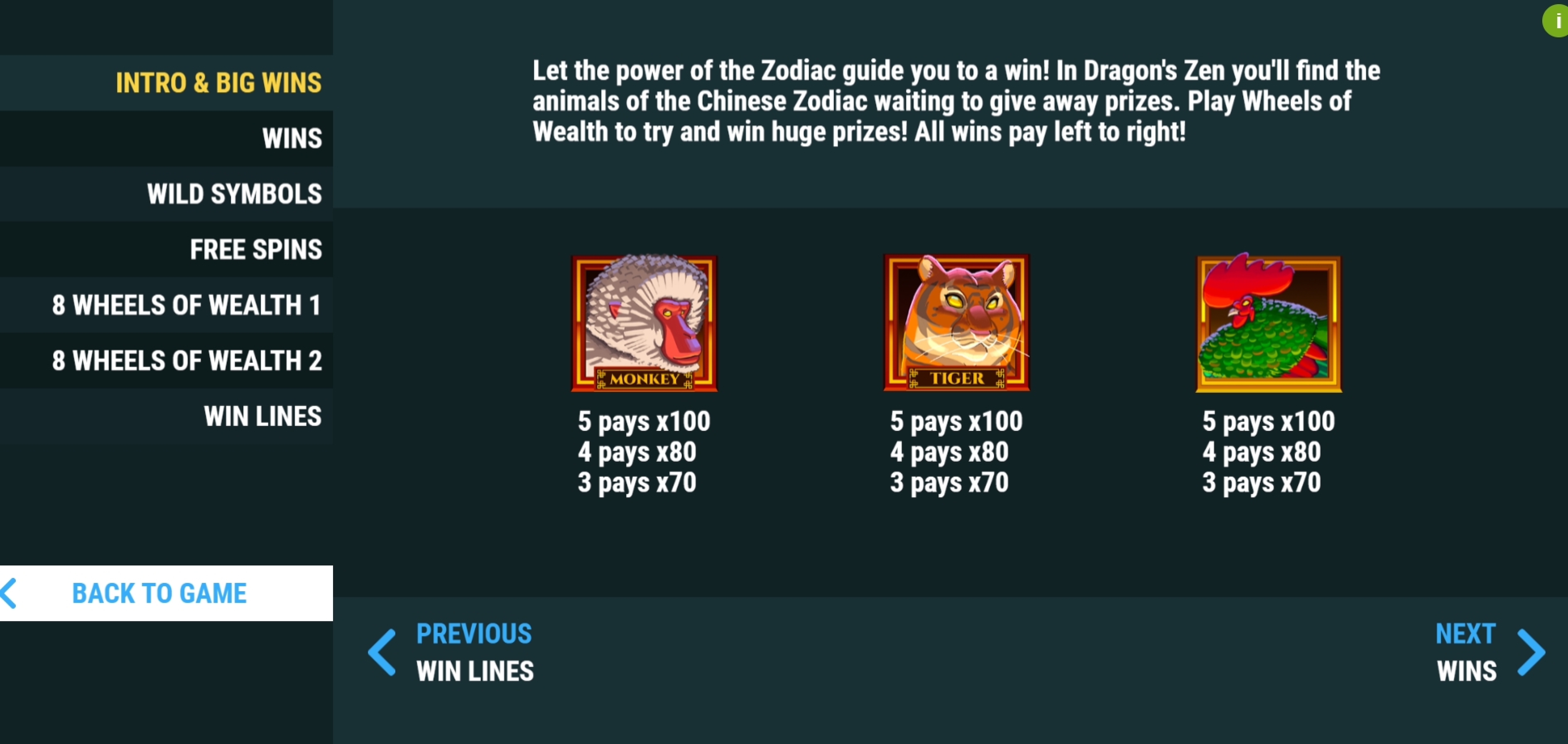 Info of Dragon's Zen Slot Game by Slot Factory
