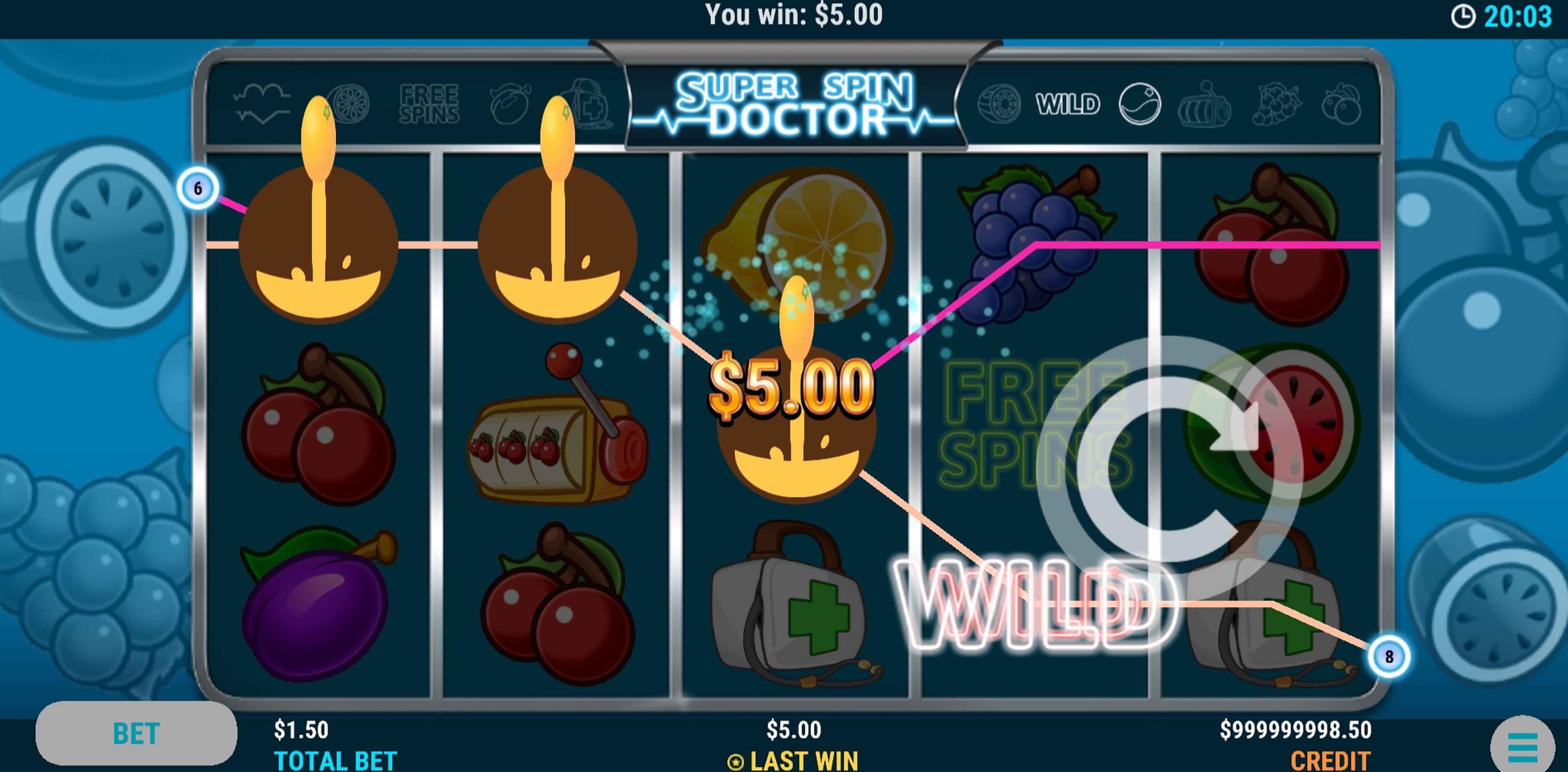 Win Money in Super Spin Doctor Free Slot Game by Slot Factory