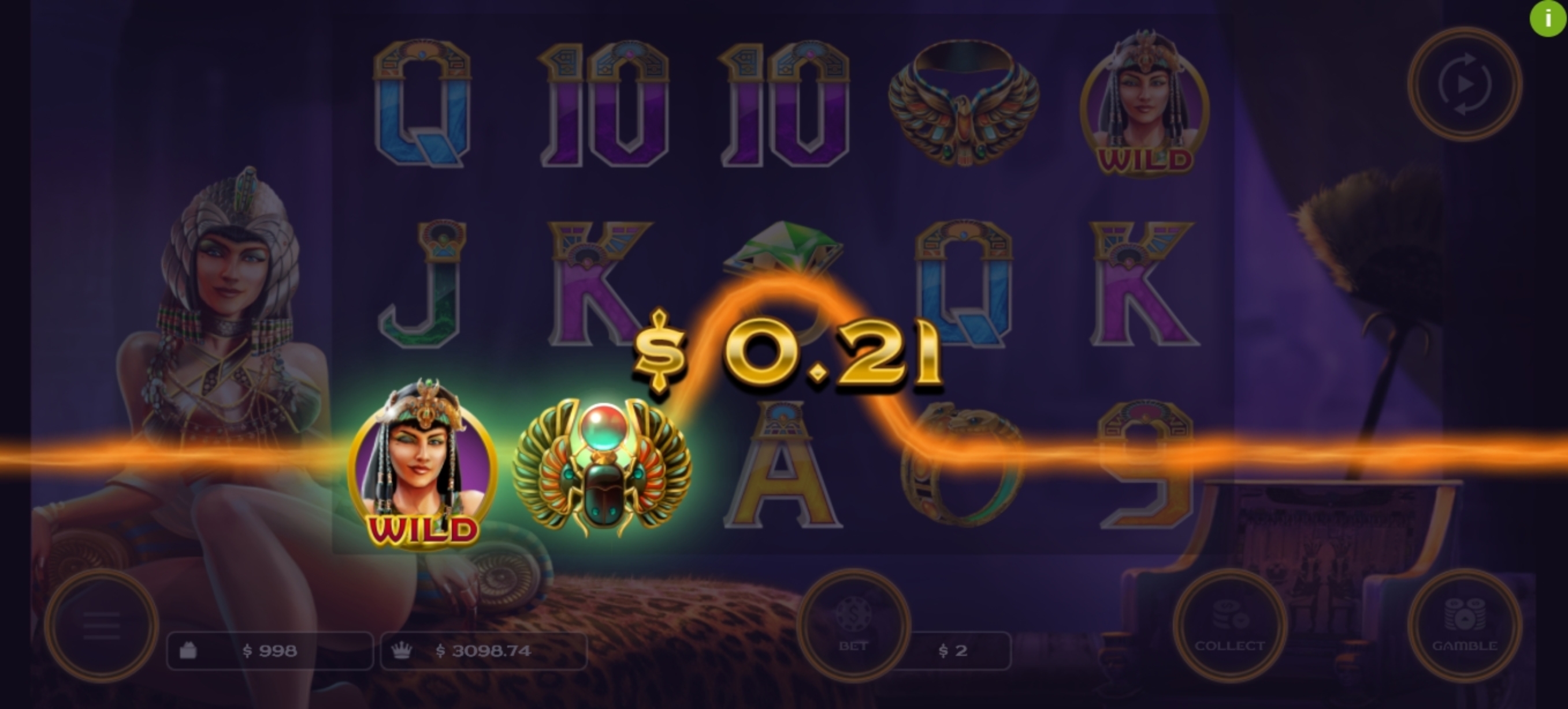 Win Money in Cleo's Charms Free Slot Game by Woohoo