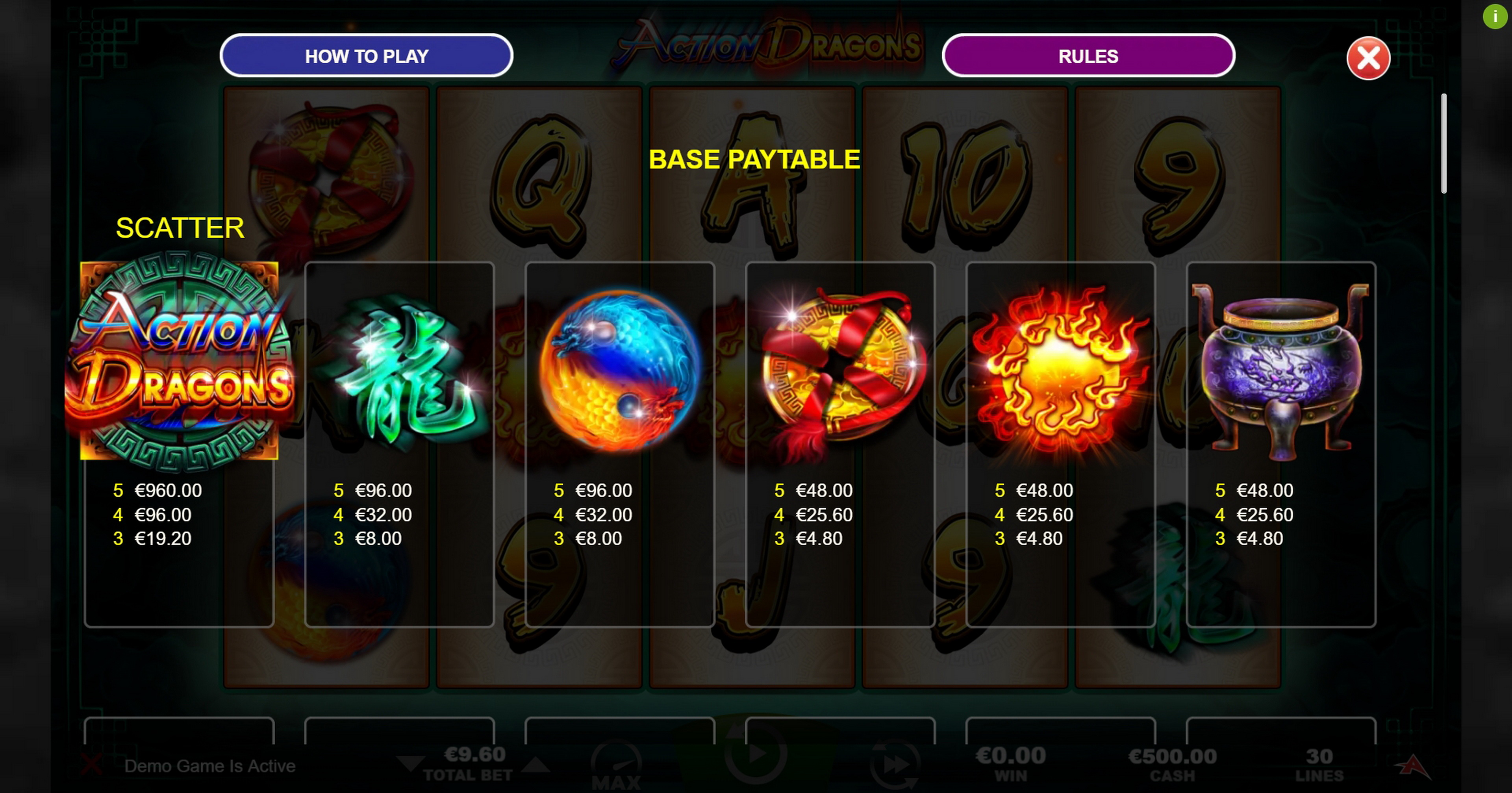 Info of Action Dragons Slot Game by Ainsworth Gaming Technology
