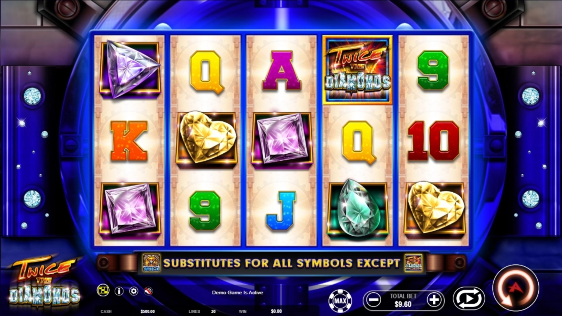 Reels in Twice the Diamonds Slot Game by Ainsworth Gaming Technology