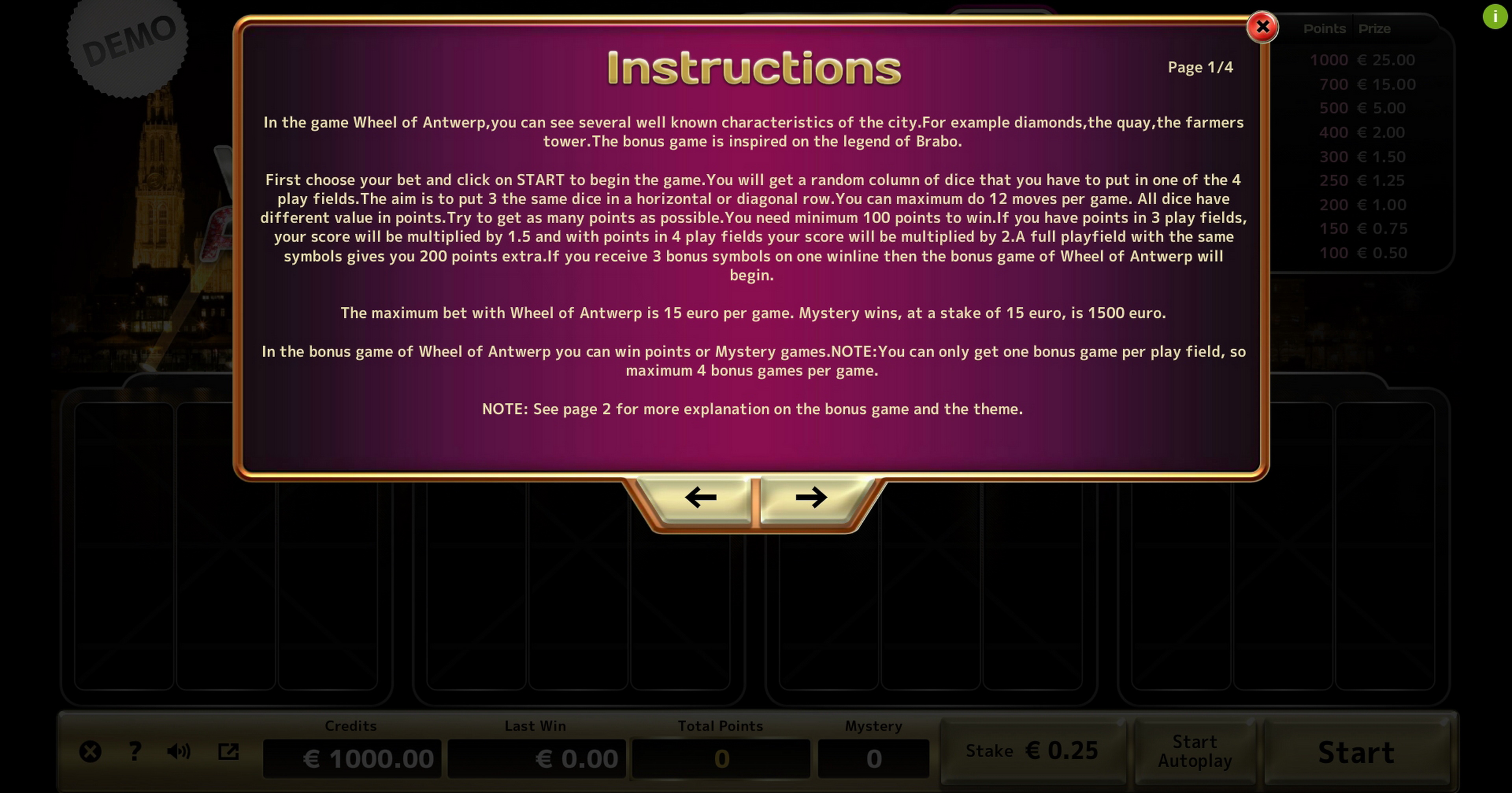 Info of Wheel of Antwerp Slot Game by Air Dice