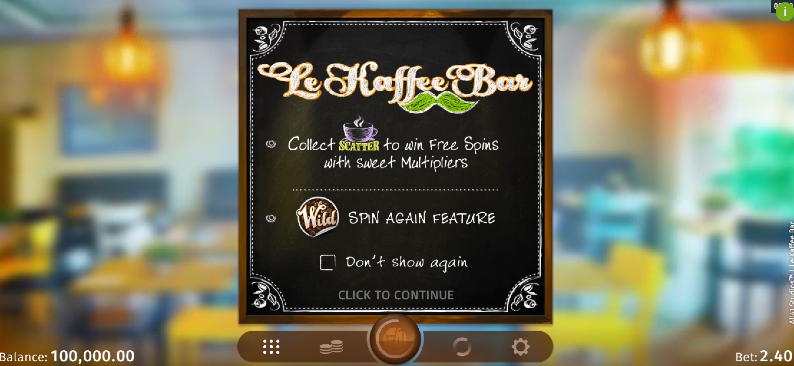 Play Le Kaffee Bar Free Casino Slot Game by All41 Studios