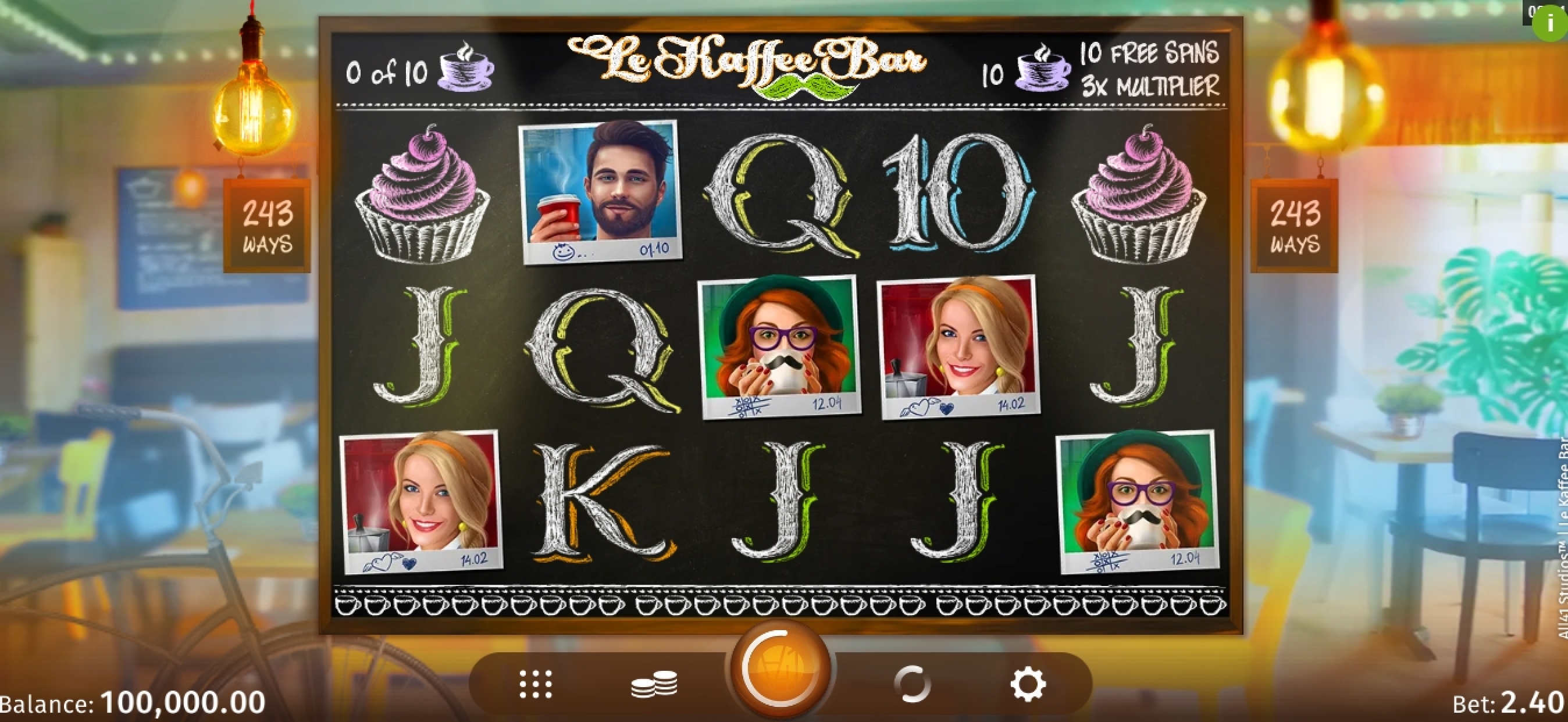Reels in Le Kaffee Bar Slot Game by All41 Studios