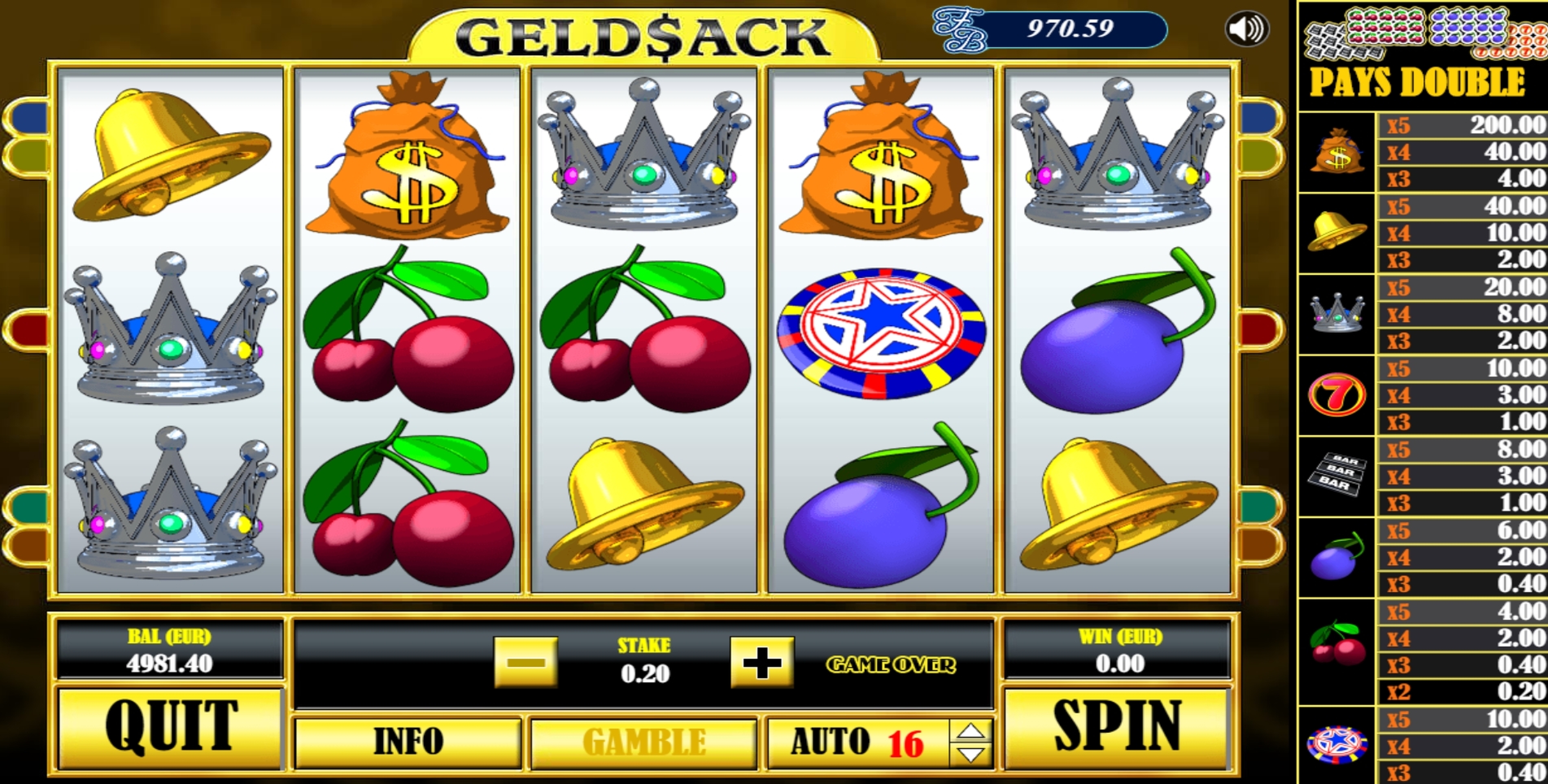 Reels in Geldsack Slot Game by AlteaGaming