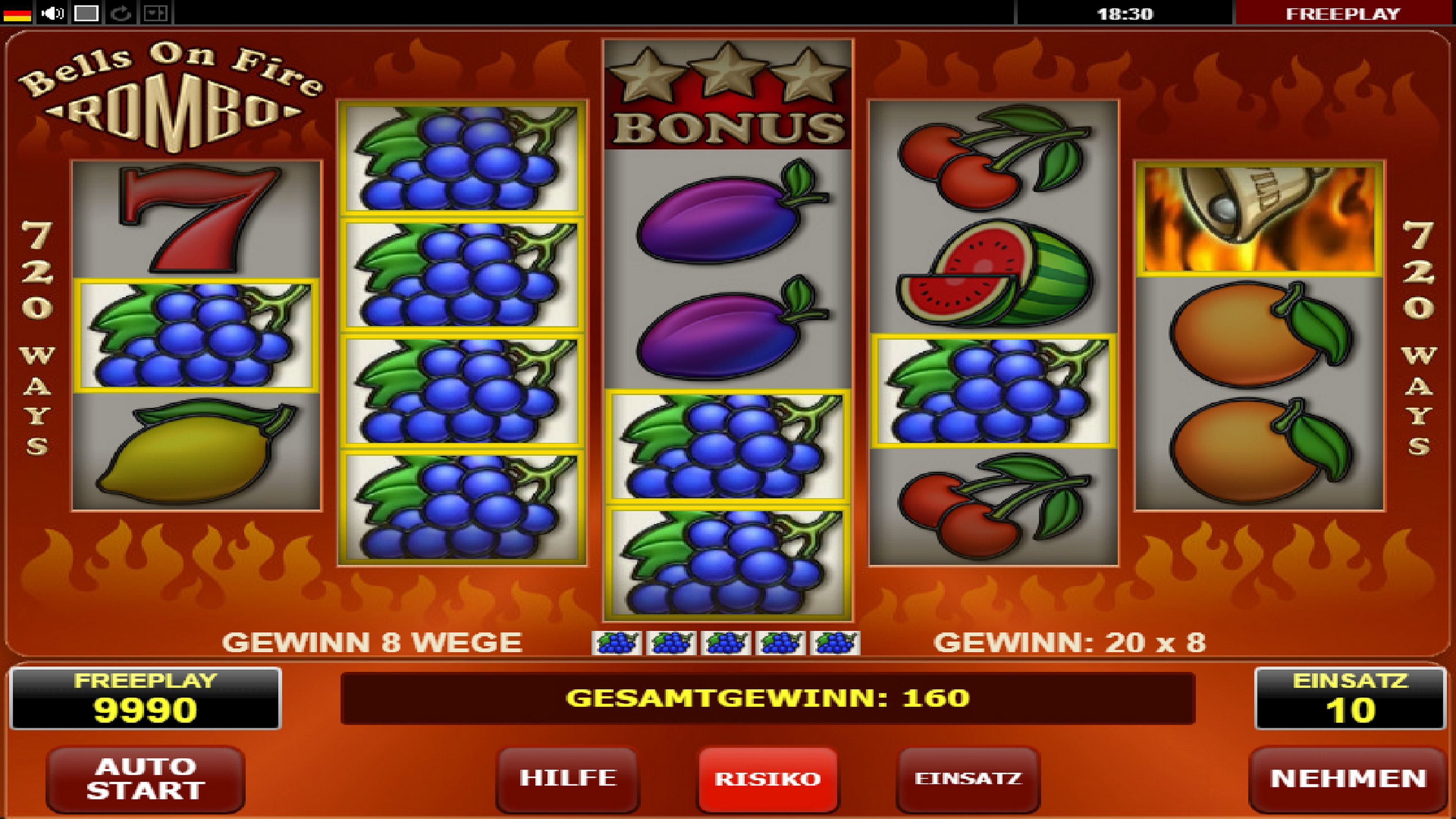 Win Money in Bells On Fire Rombo Free Slot Game by Amatic Industries
