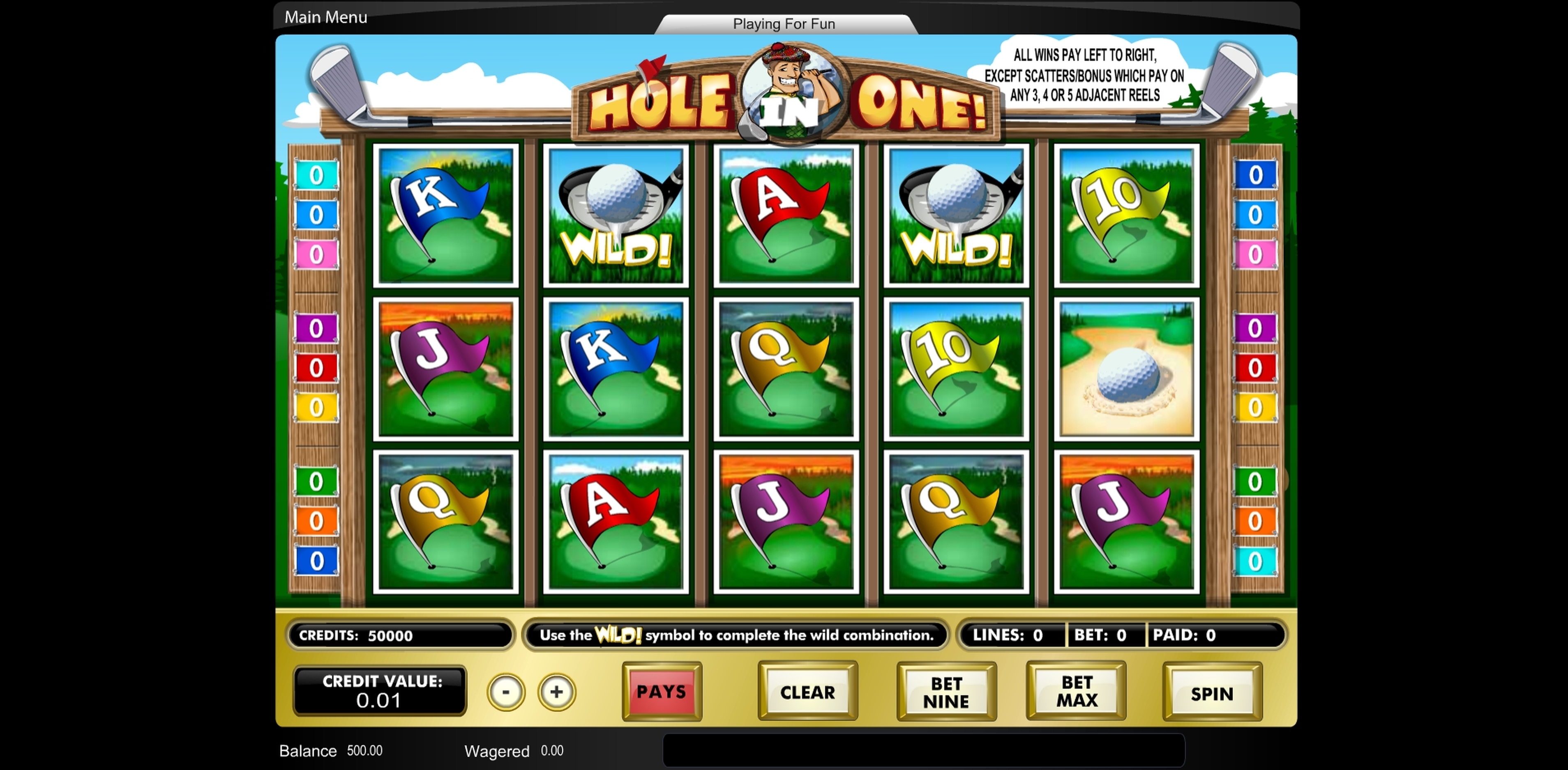 Reels in Hole in One Slot Game by Amaya