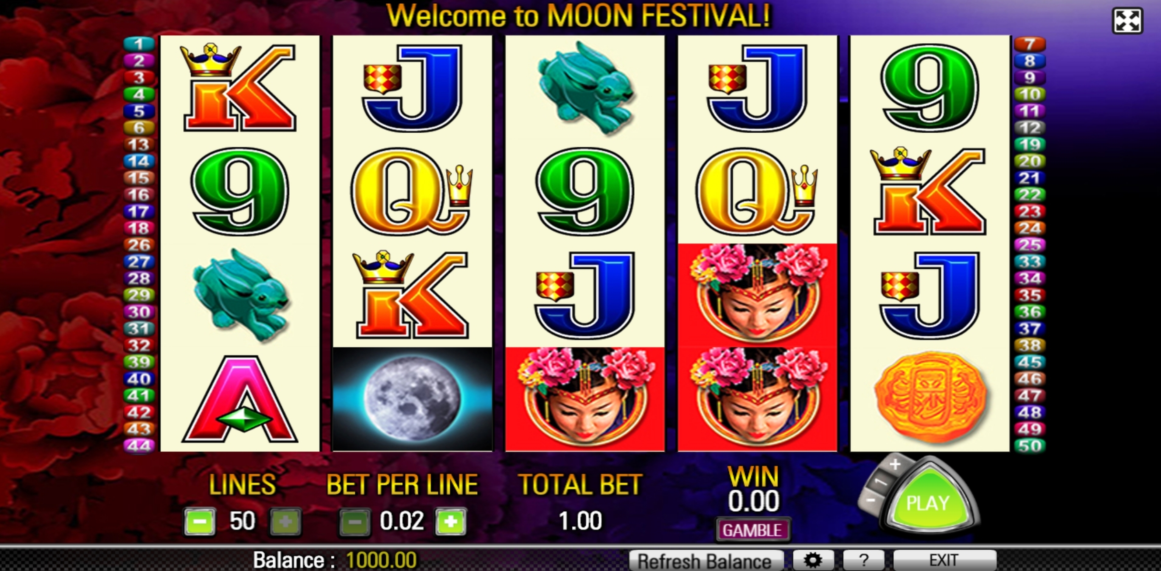 Reels in Moon Festival Slot Game by Aristocrat