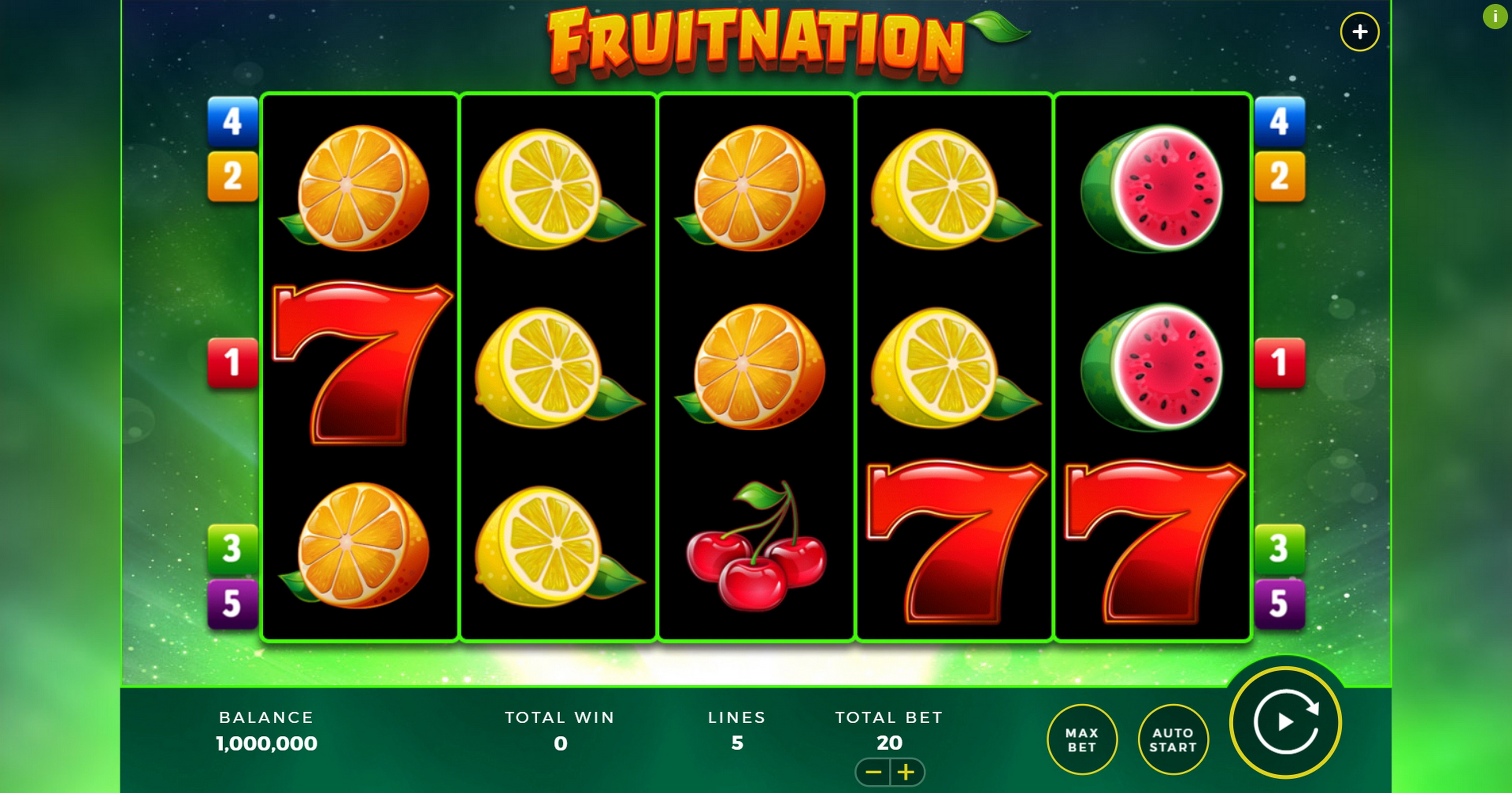 Reels in Fruitnation Slot Game by Bally Technologies