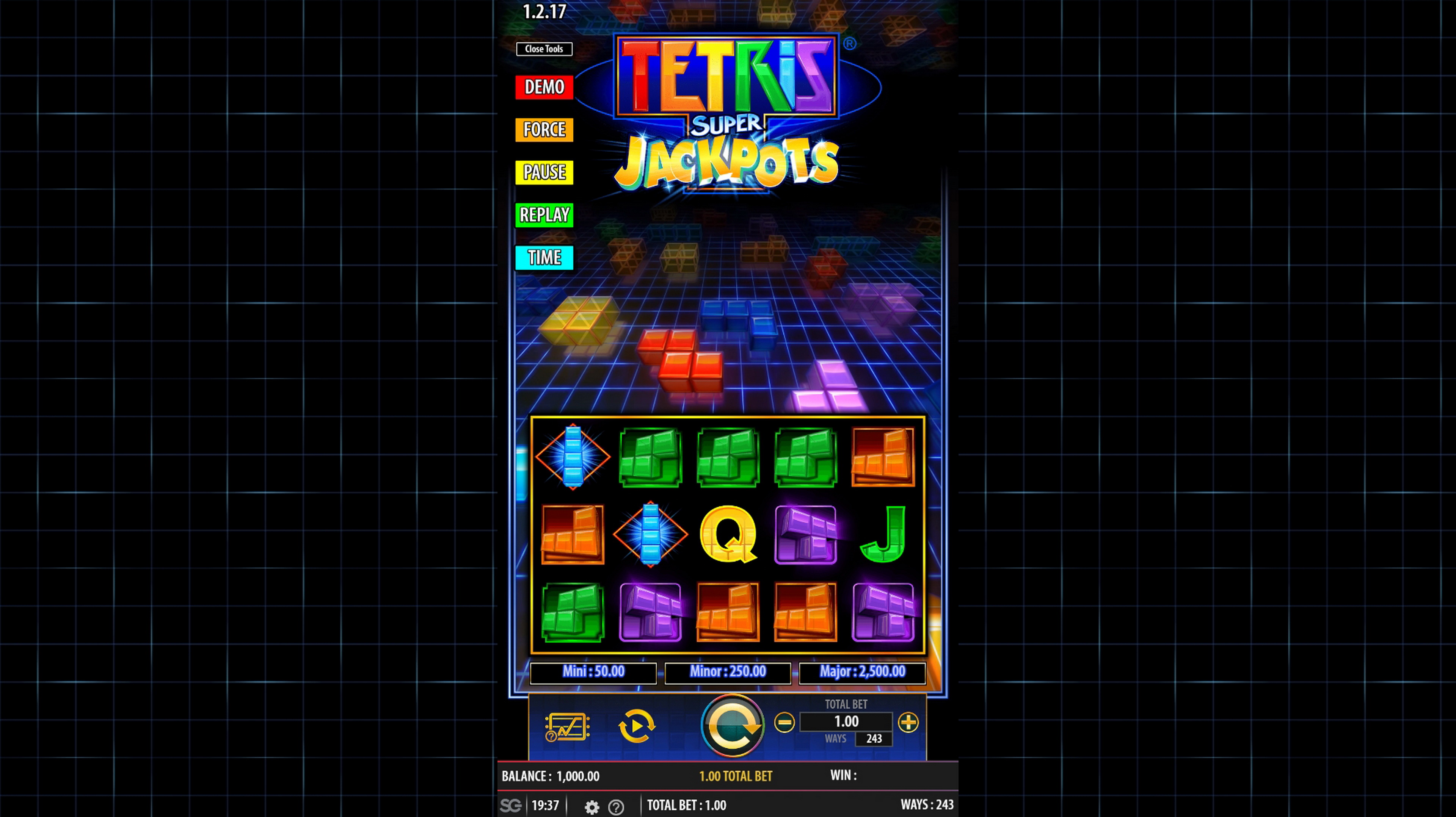 Reels in Tetris Super Jackpots Slot Game by Bally Technologies