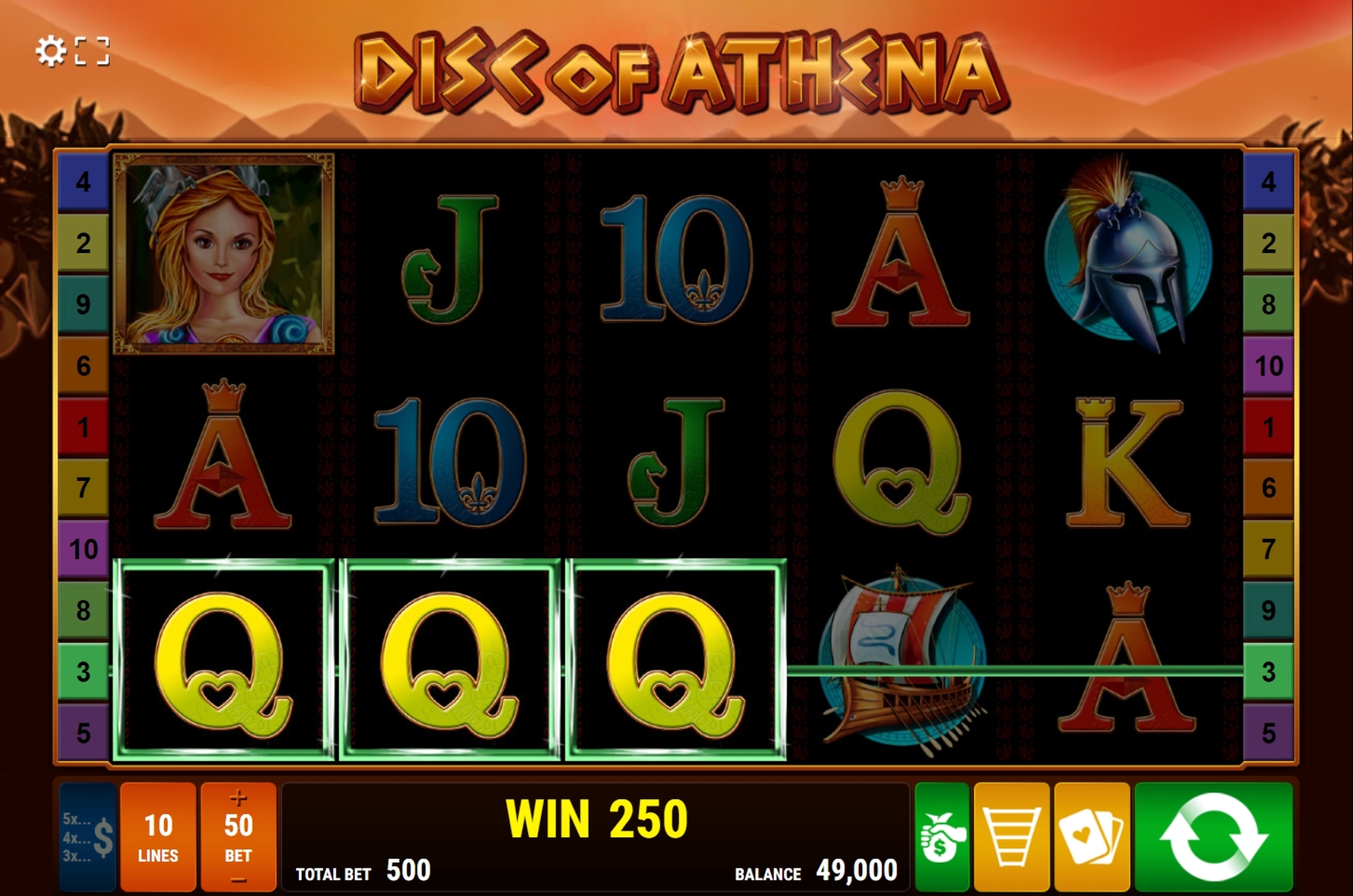 Win Money in Disc of Athena Free Slot Game by Bally Wulff