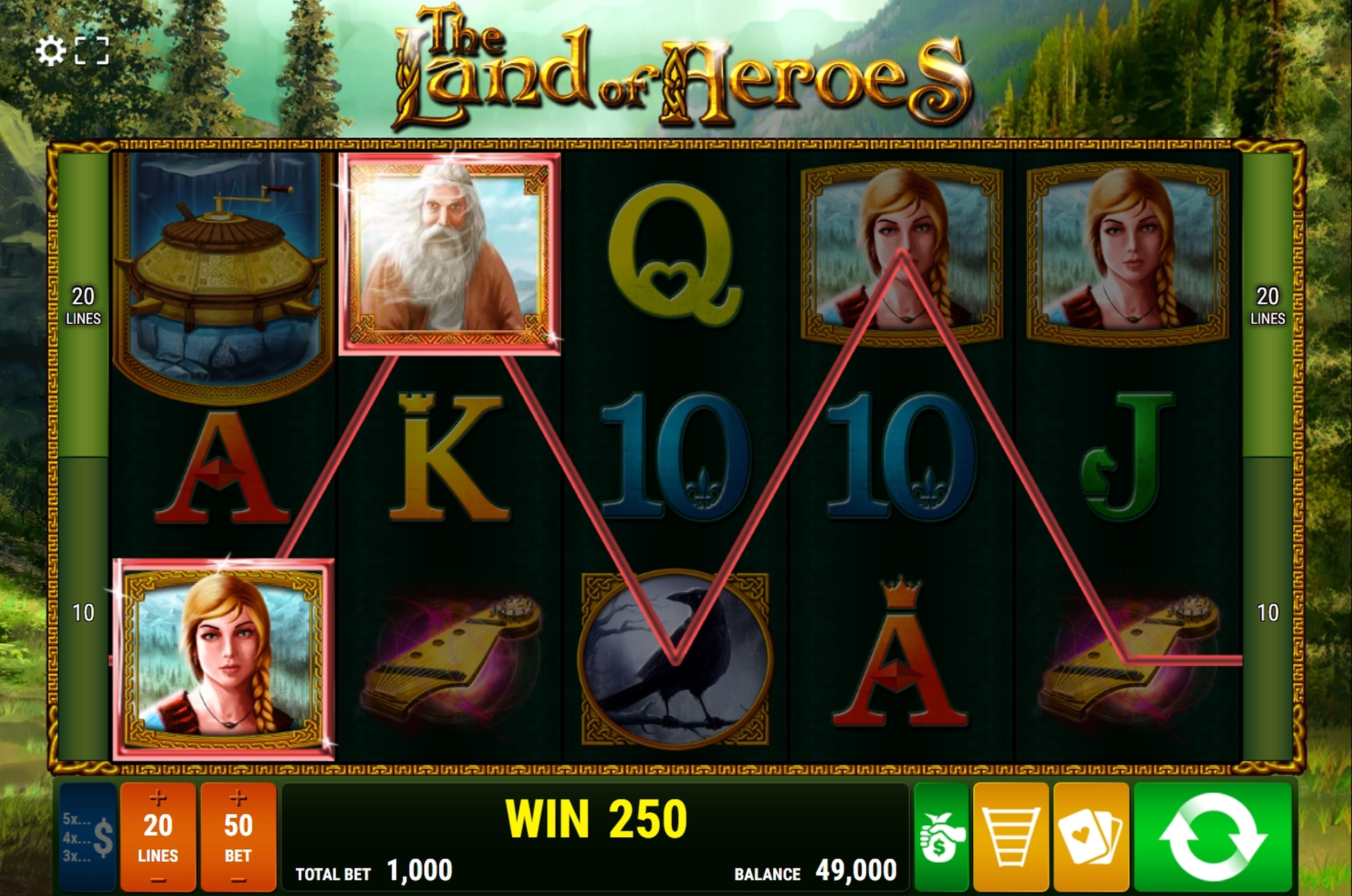 Win Money in The Land of Heroes Free Slot Game by Bally Wulff