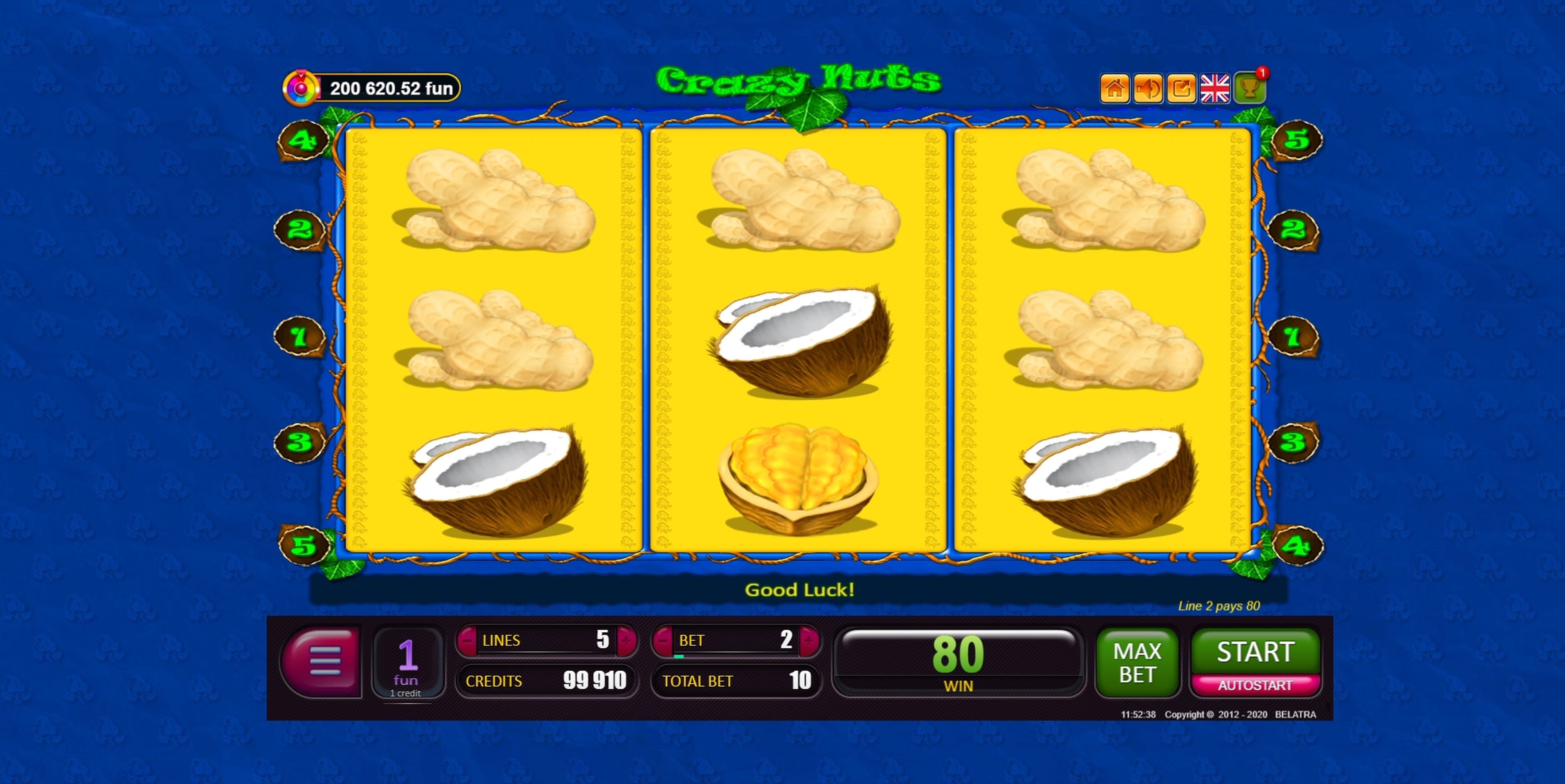 Win Money in Crazy Nuts Free Slot Game by Belatra Games