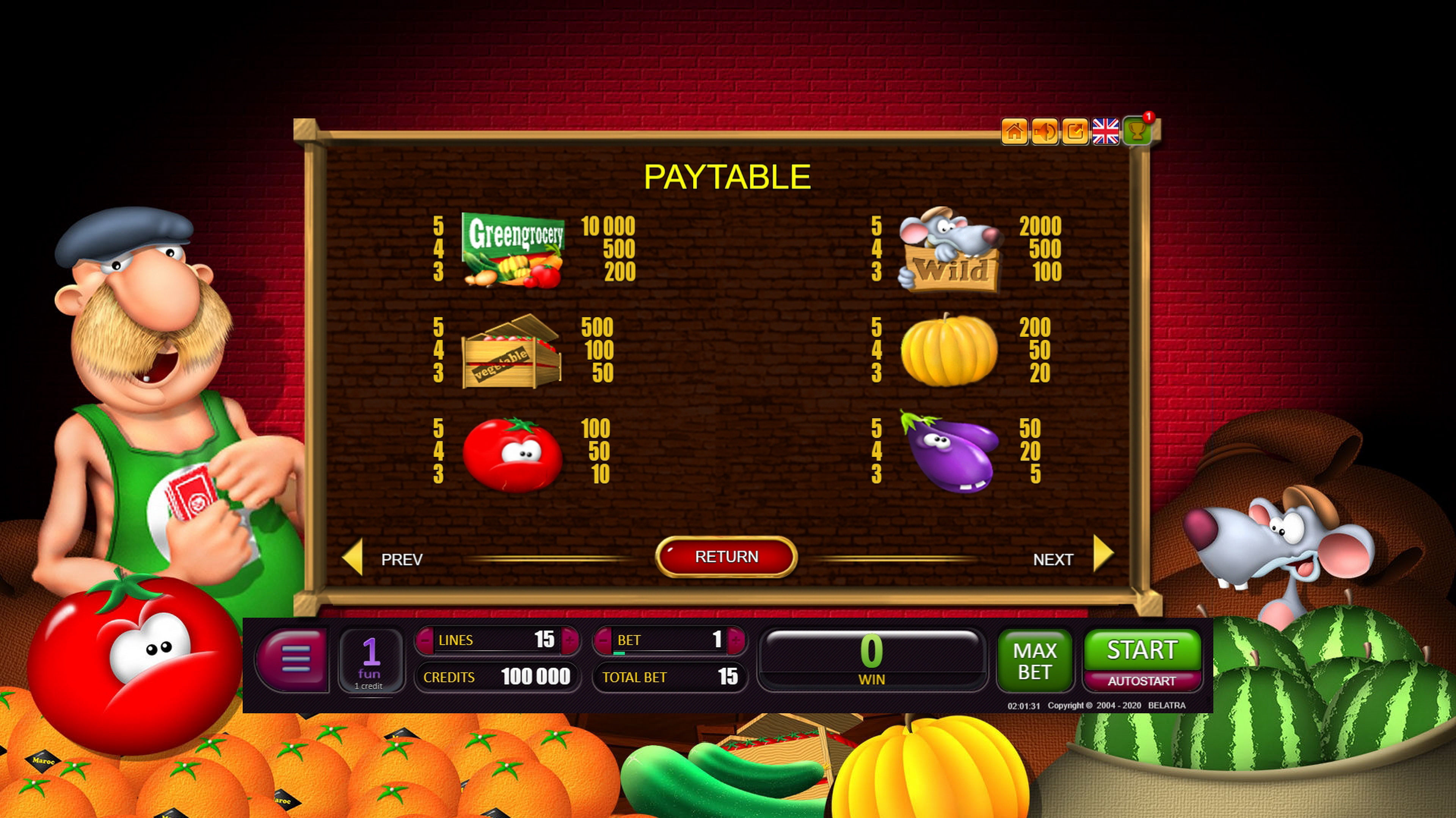 Info of Green Grocery Slot Game by Belatra Games