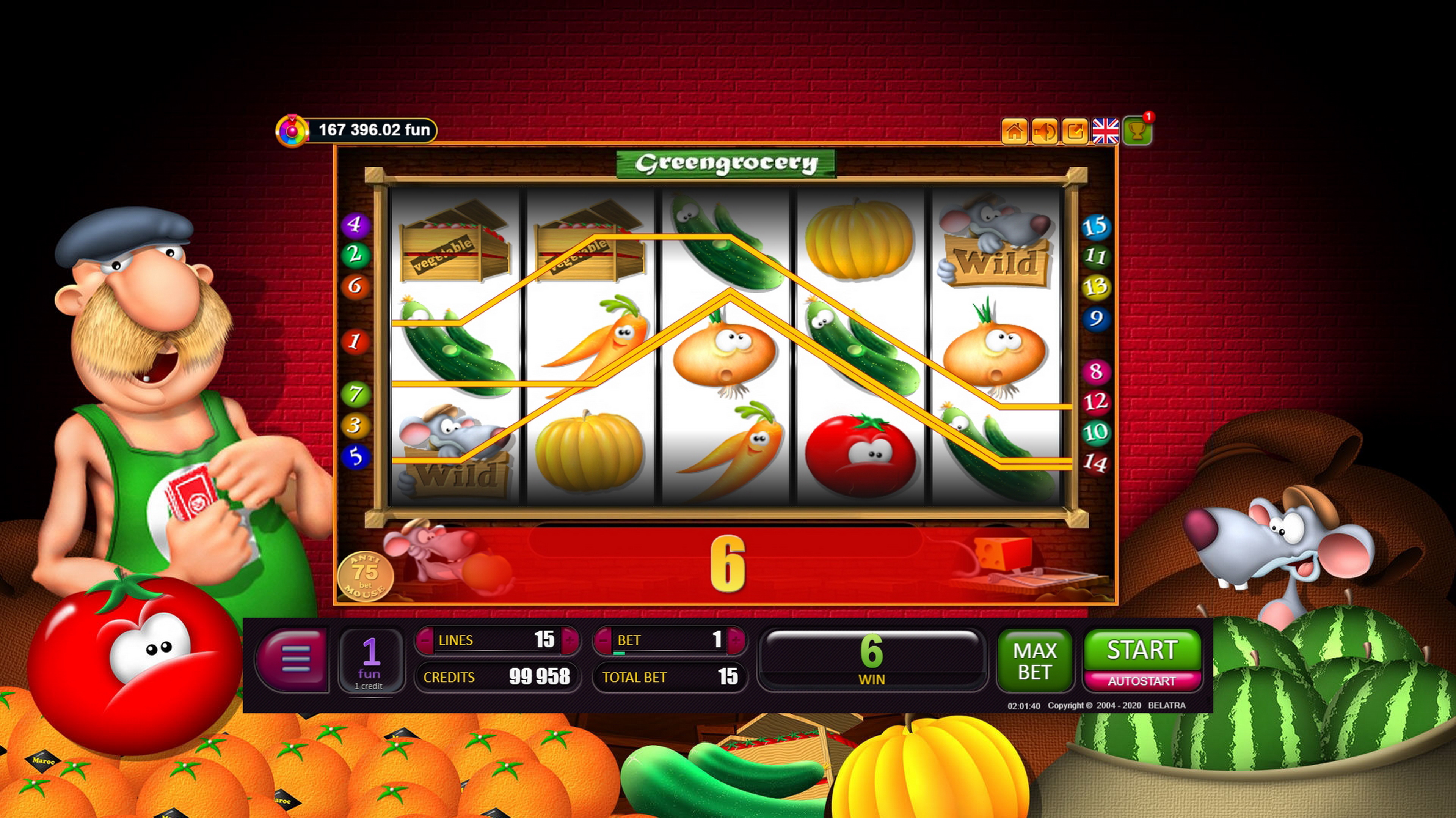 Win Money in Green Grocery Free Slot Game by Belatra Games