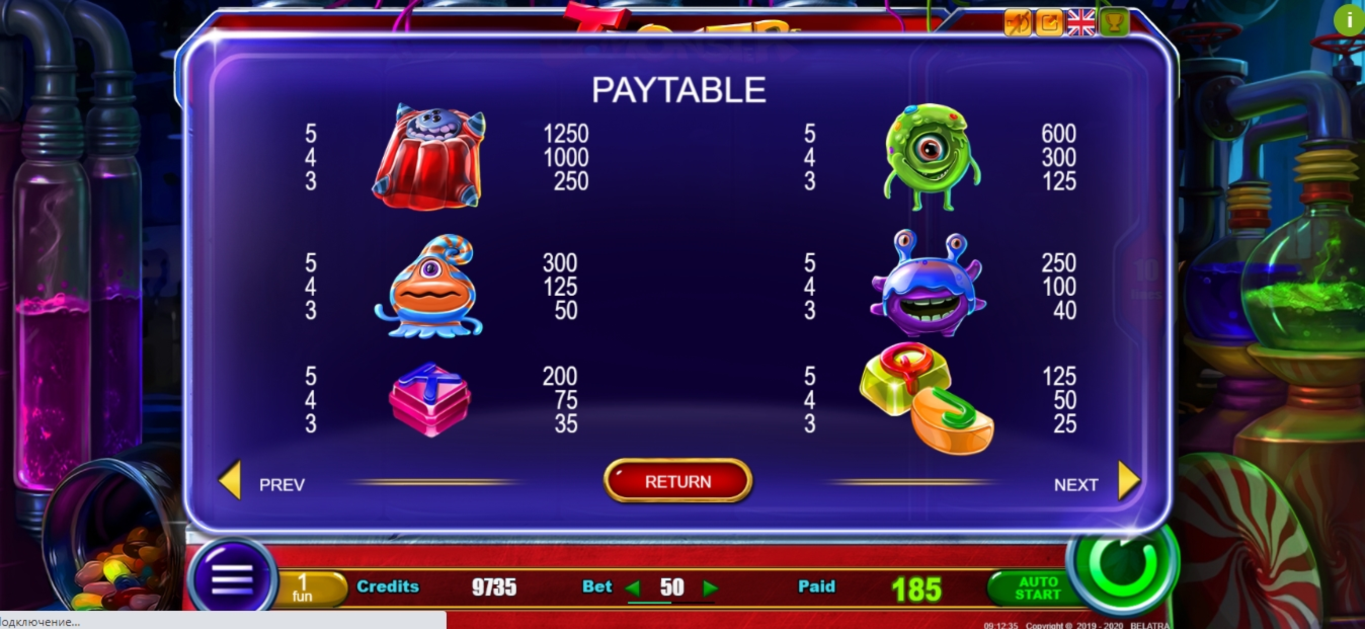 Info of J. Monsters Slot Game by Belatra Games