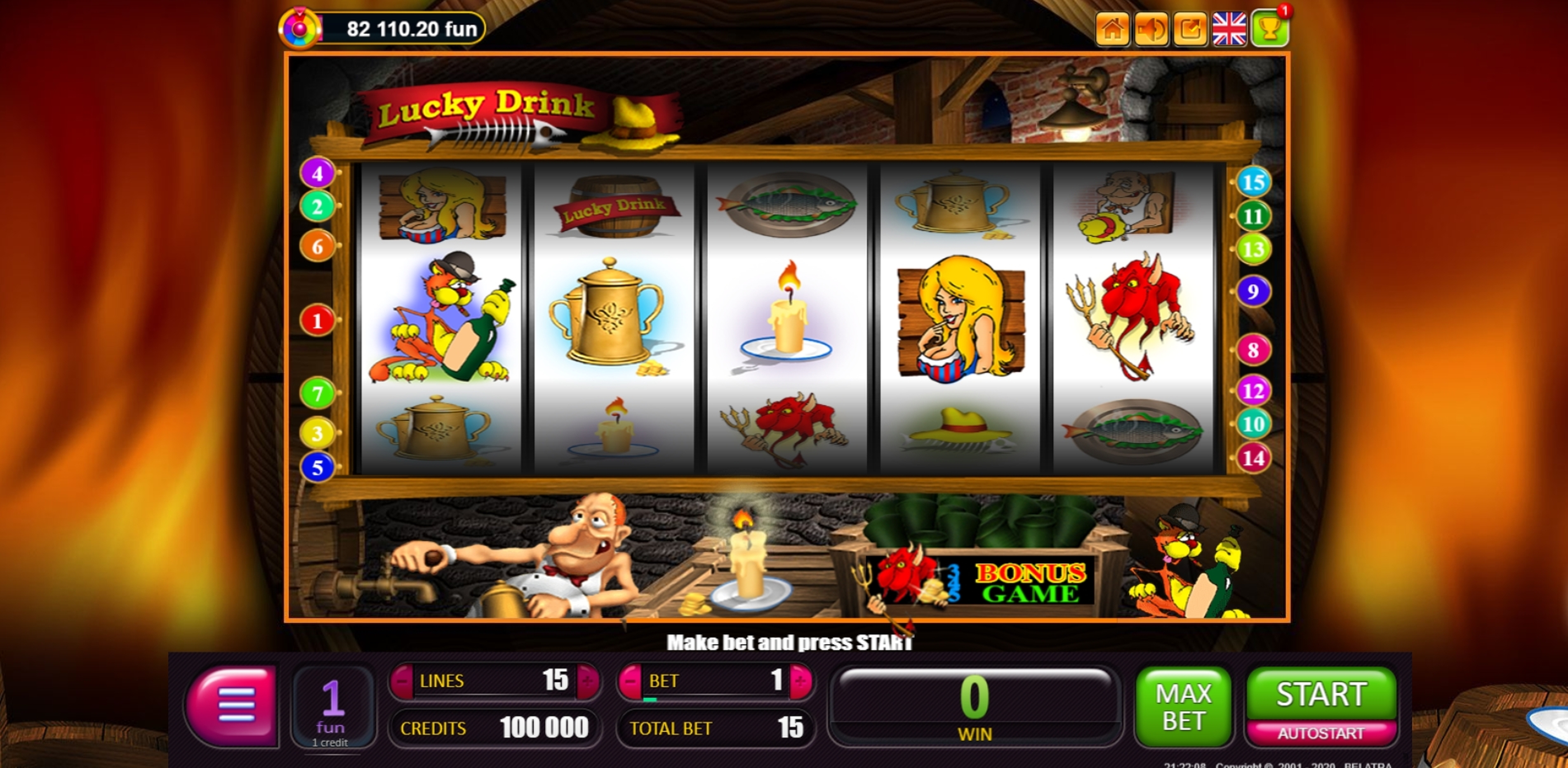 Reels in Lucky Drink Slot Game by Belatra Games