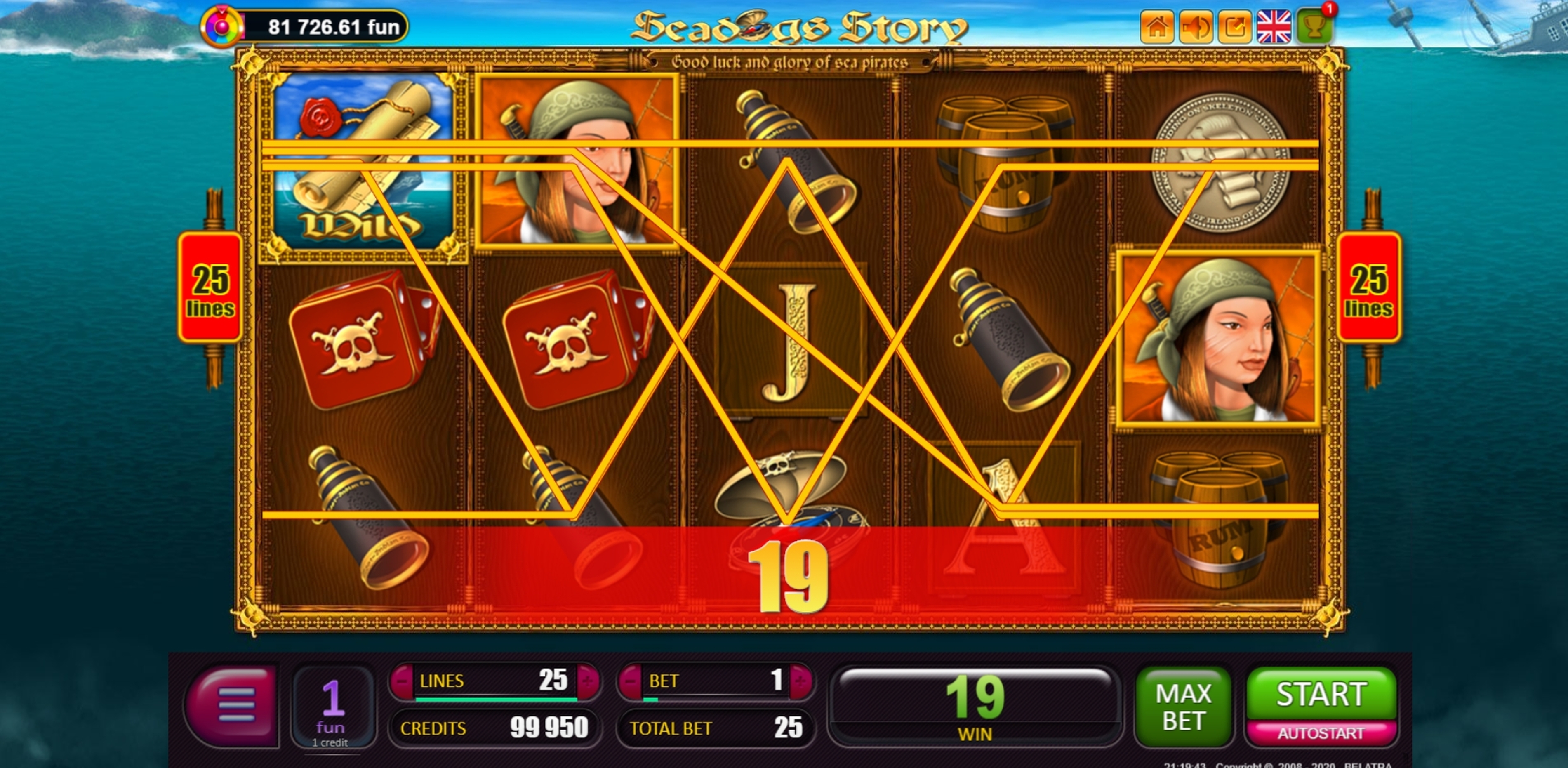 Win Money in Seadogs Story Free Slot Game by Belatra Games